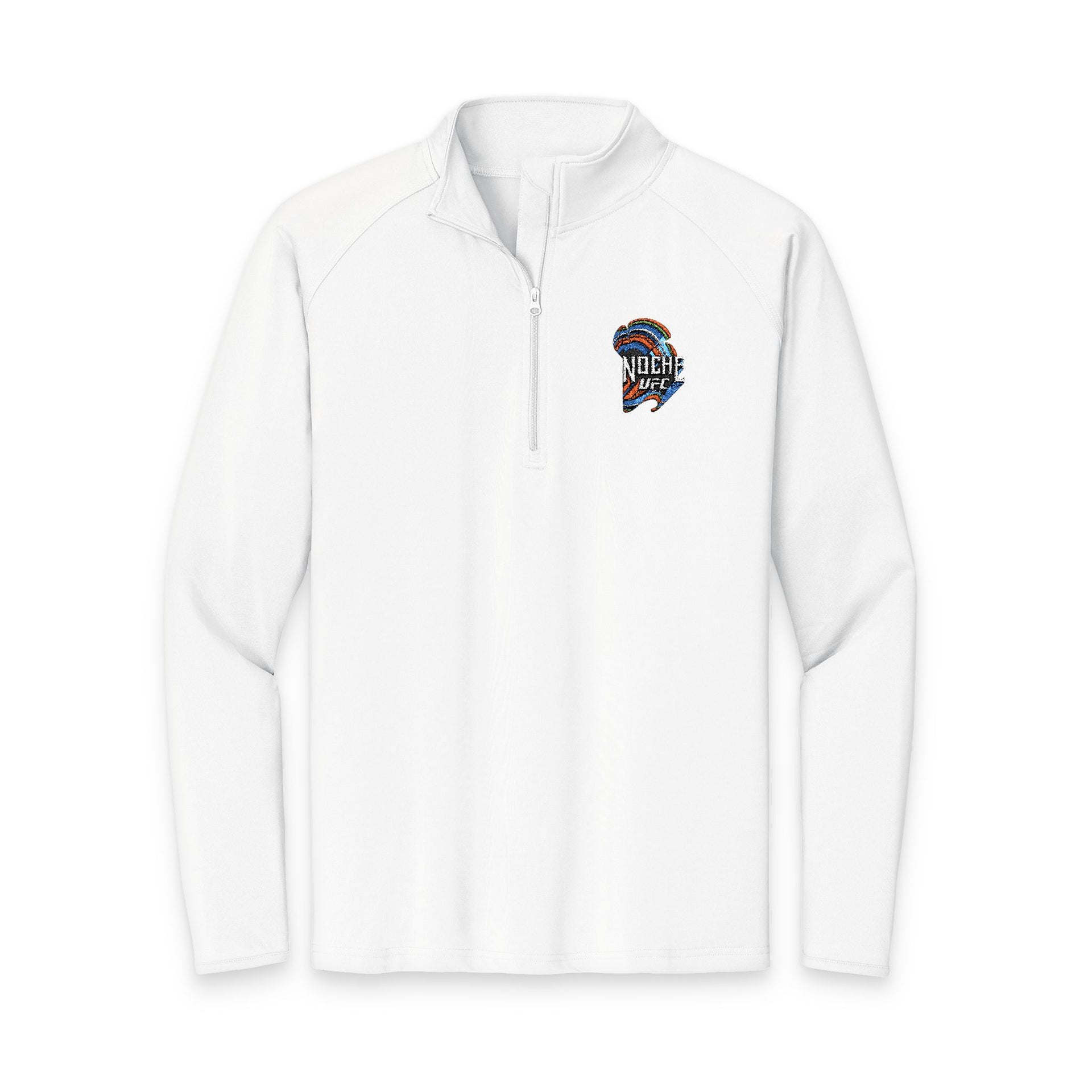 Embroidered Colorful Skull Quarter-Zip Pullover