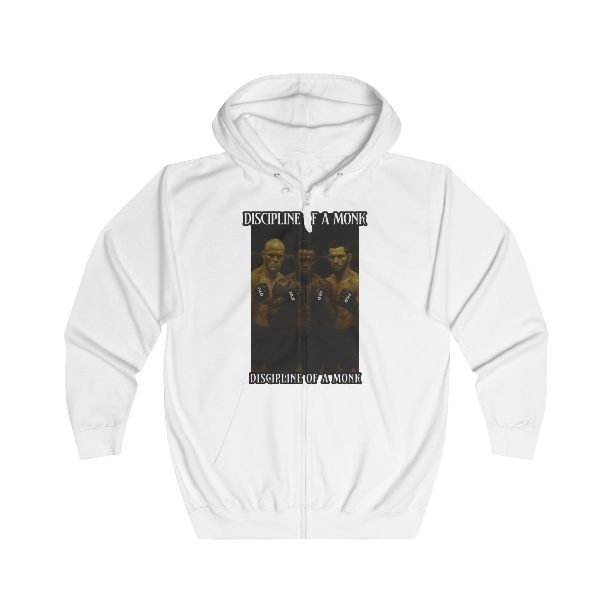 Discipline & A Mind Zip Hoodie — Vintage Boxing Motivational Graphic