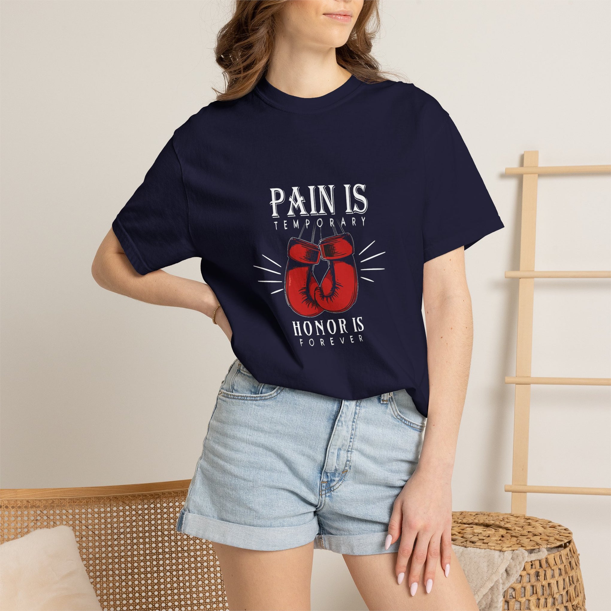 Boxing Gloves T-Shirt — "Pain is Temporary, Honor is Forever" Motivational Tee