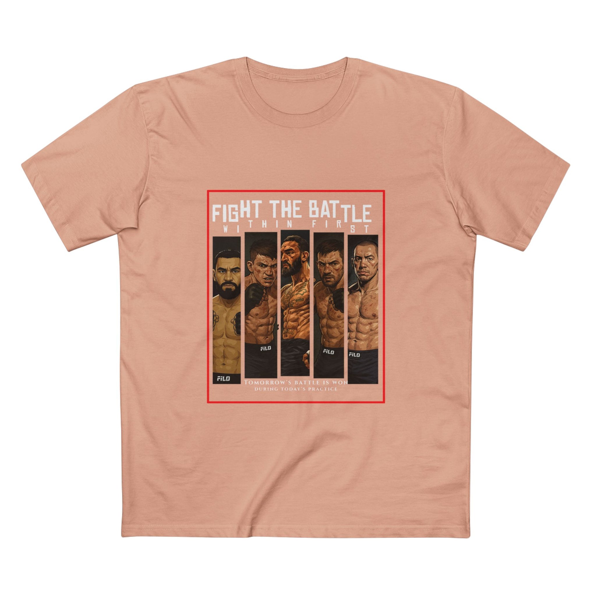 Fight the Battle Men’s Tee — ‘Fight The Battle’ MMA Fighter Poster T‑Shirt