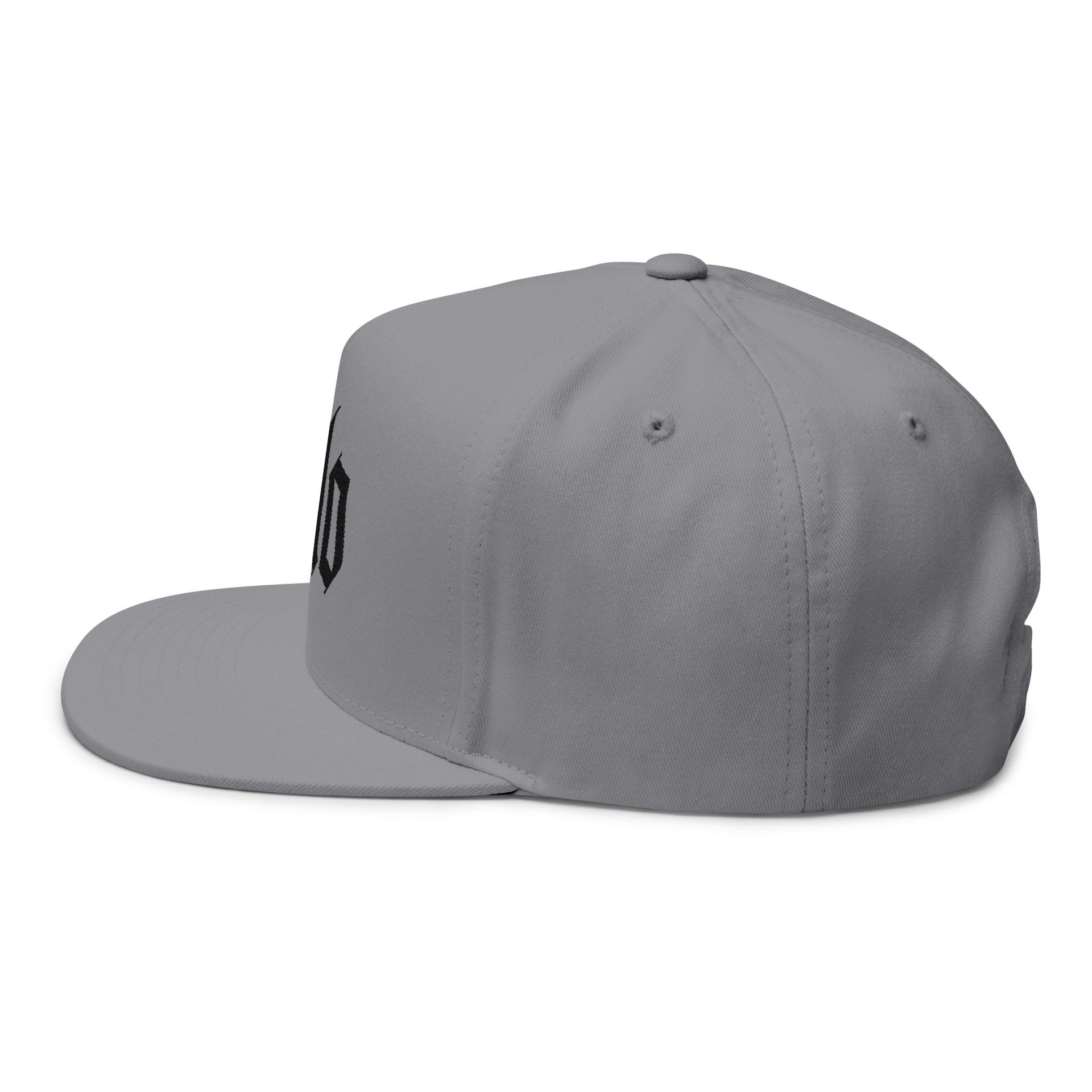 Embroidered Flat Bill Cap — Gothic 'Filo' Logo Snapback