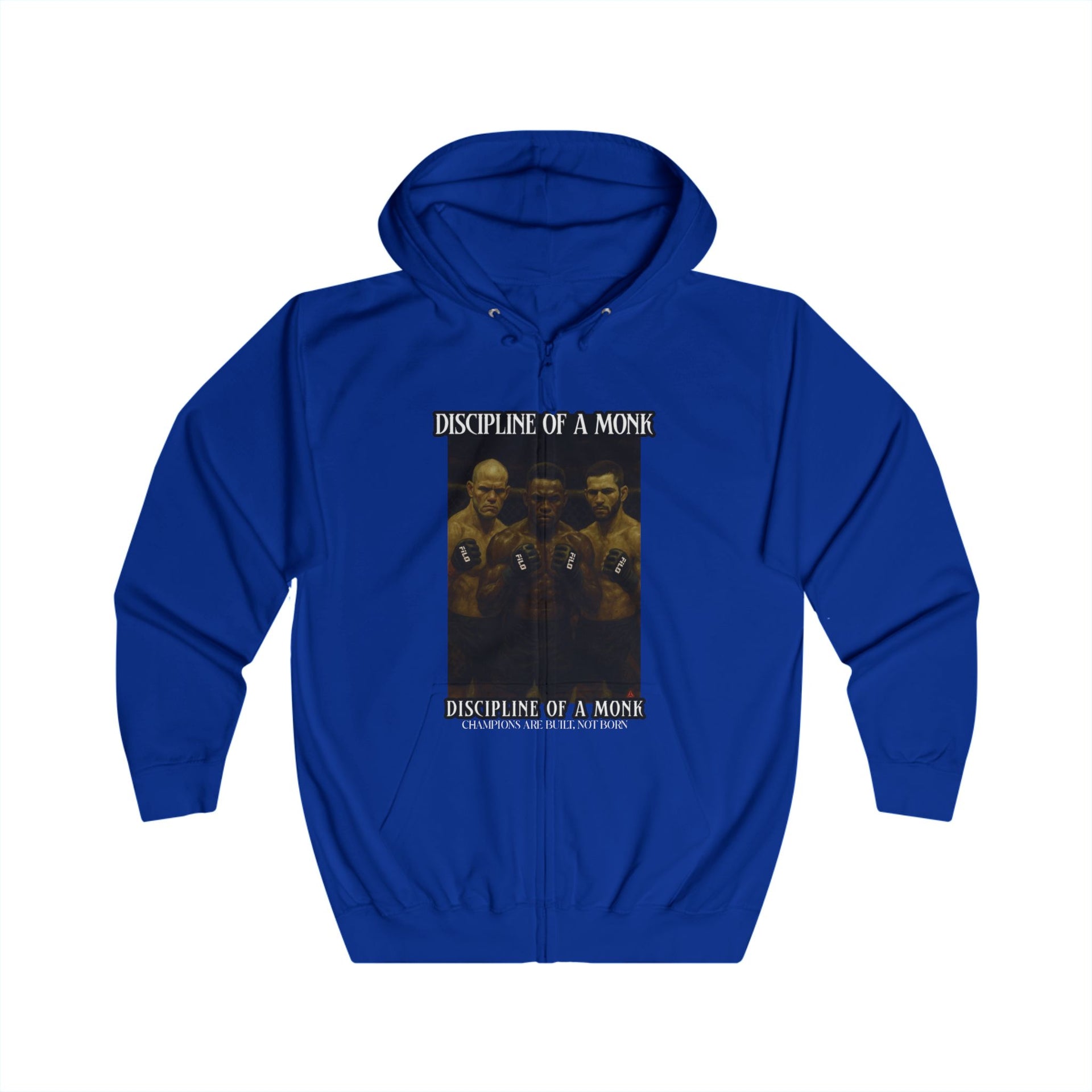 Discipline & A Mind Zip Hoodie — Vintage Boxing Motivational Graphic