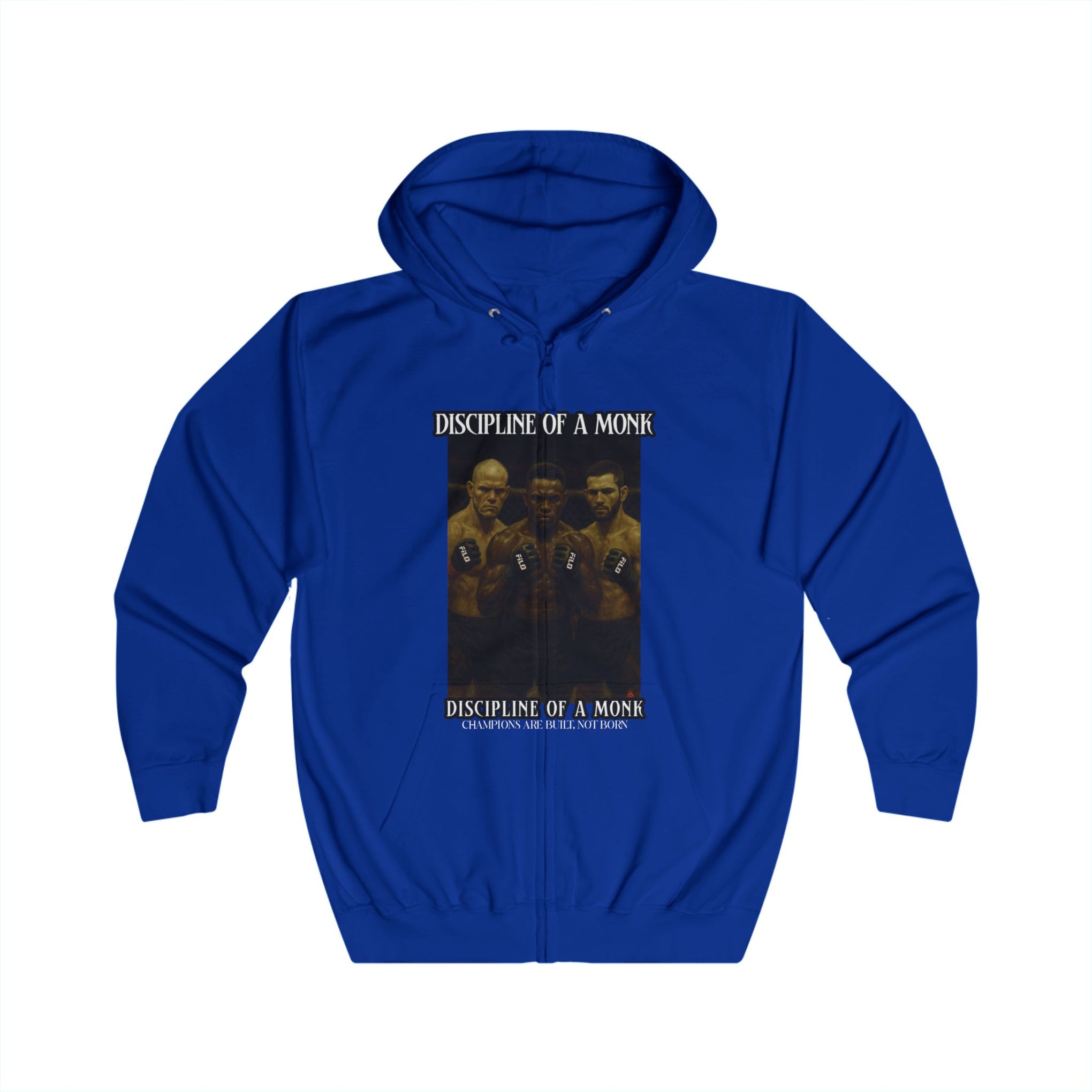 Discipline & A Mind Zip Hoodie — Vintage Boxing Motivational Graphic