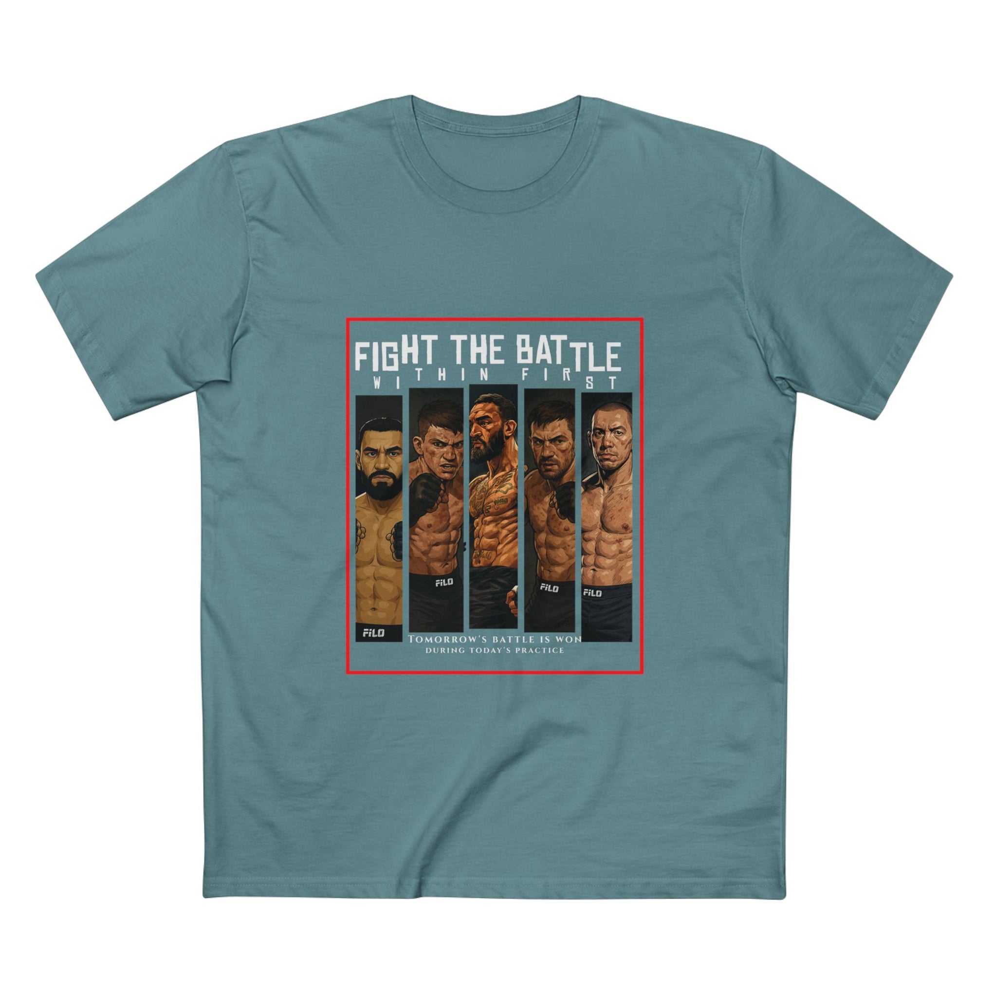 Fight the Battle Men’s Tee — ‘Fight The Battle’ MMA Fighter Poster T‑Shirt