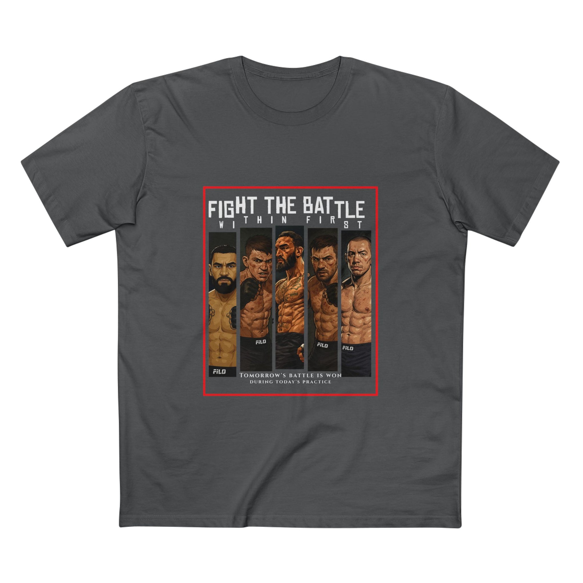 Fight the Battle Men’s Tee — ‘Fight The Battle’ MMA Fighter Poster T‑Shirt