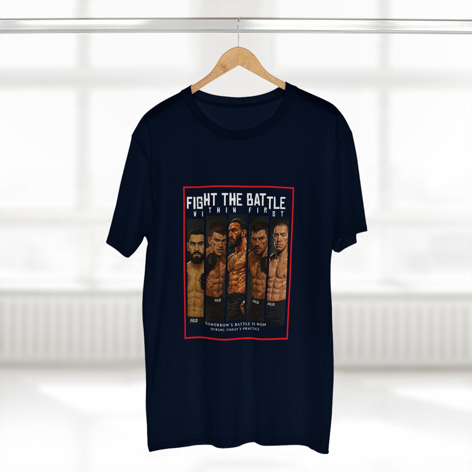 Fight the Battle Men’s Tee — ‘Fight The Battle’ MMA Fighter Poster T‑Shirt