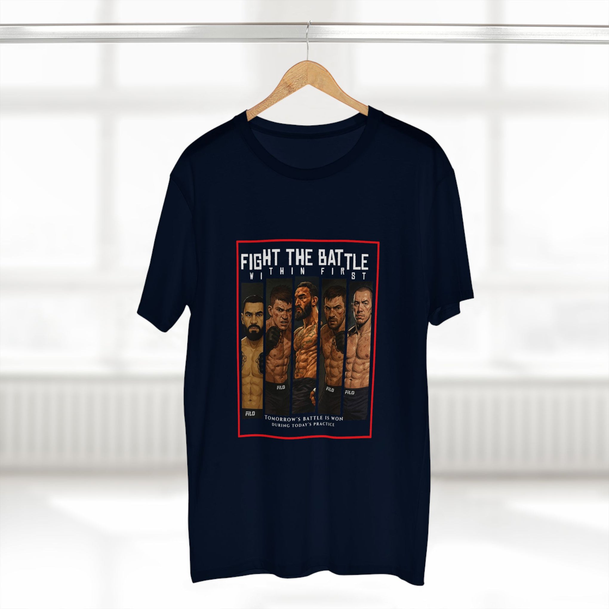 Fight the Battle Men’s Tee — ‘Fight The Battle’ MMA Fighter Poster T‑Shirt