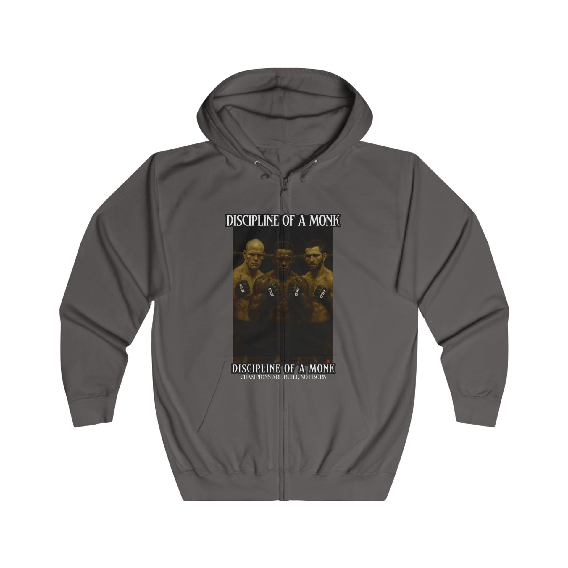 Discipline & A Mind Zip Hoodie — Vintage Boxing Motivational Graphic