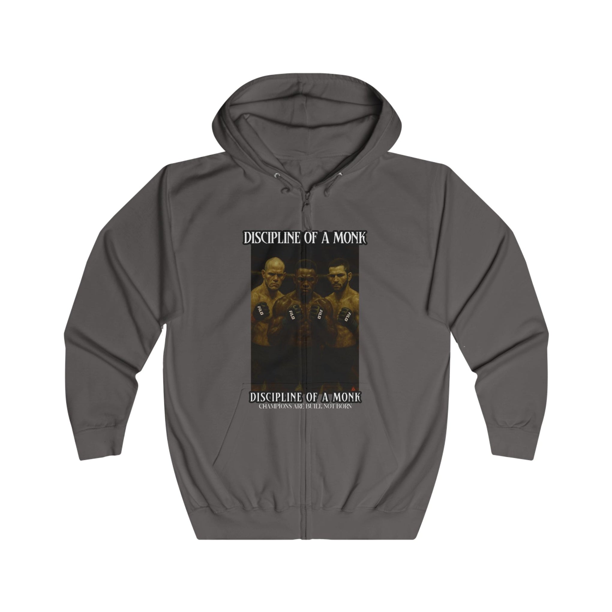 Discipline & A Mind Zip Hoodie — Vintage Boxing Motivational Graphic