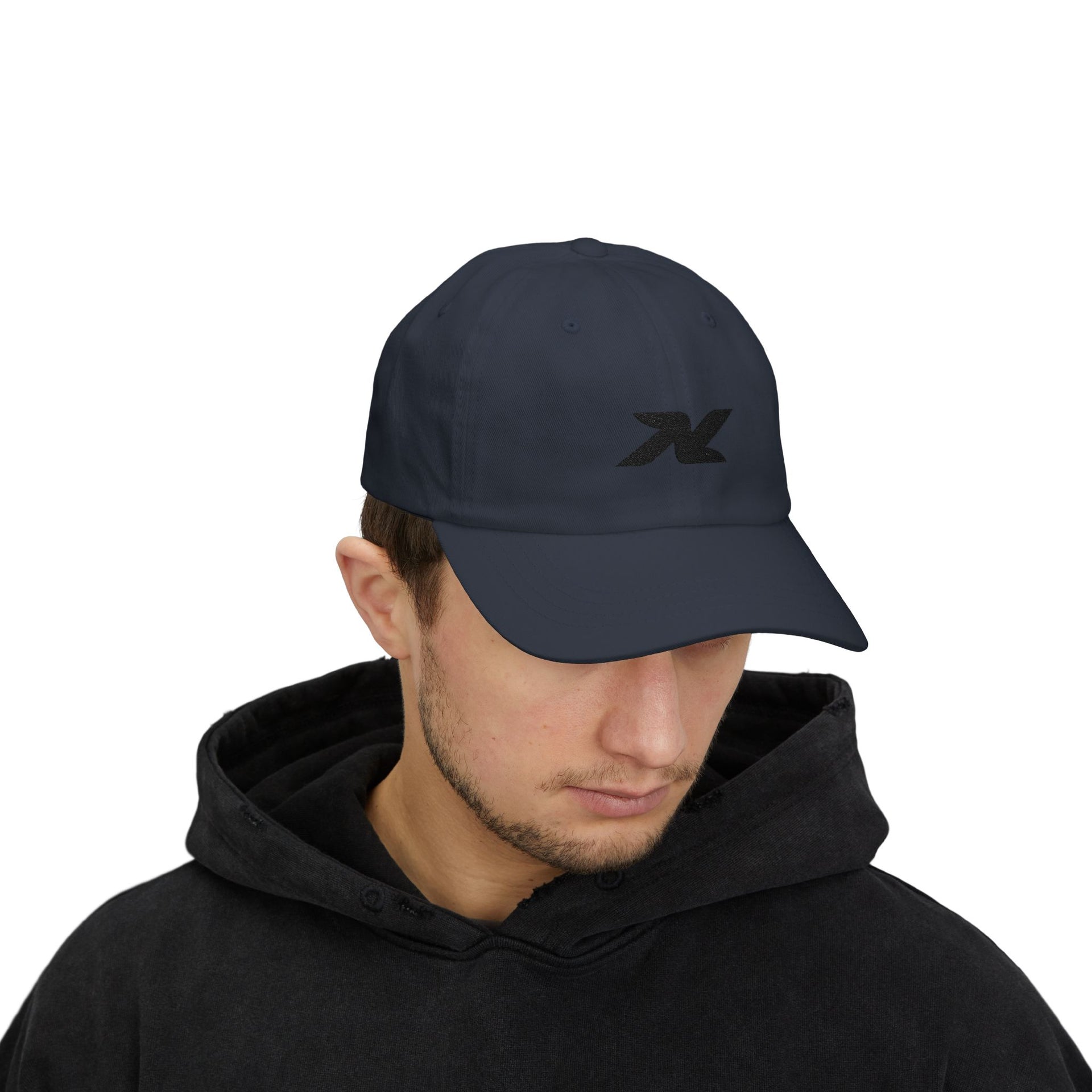 Dad Cap — Minimal Black 'X' Embroidered Logo