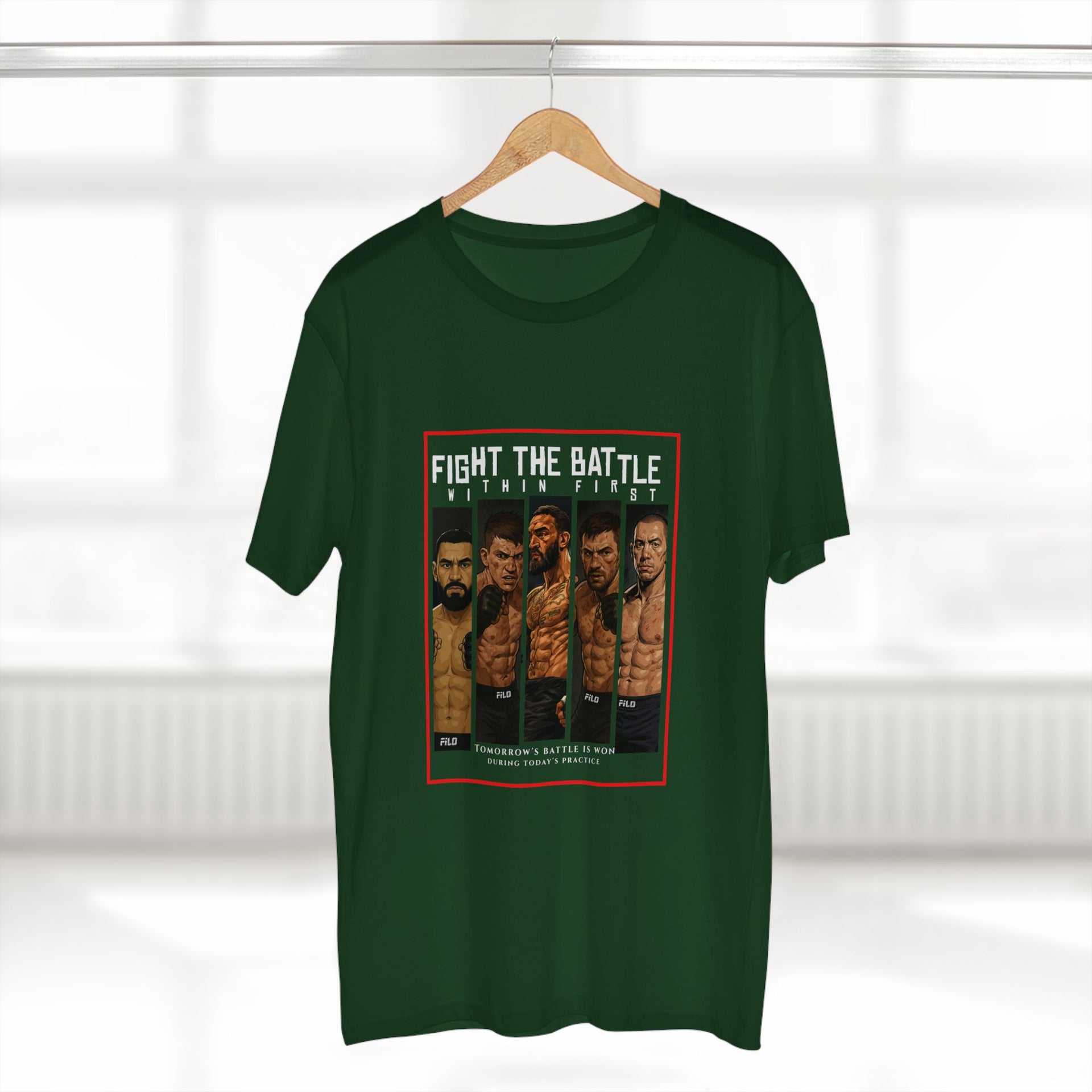 Fight the Battle Men’s Tee — ‘Fight The Battle’ MMA Fighter Poster T‑Shirt
