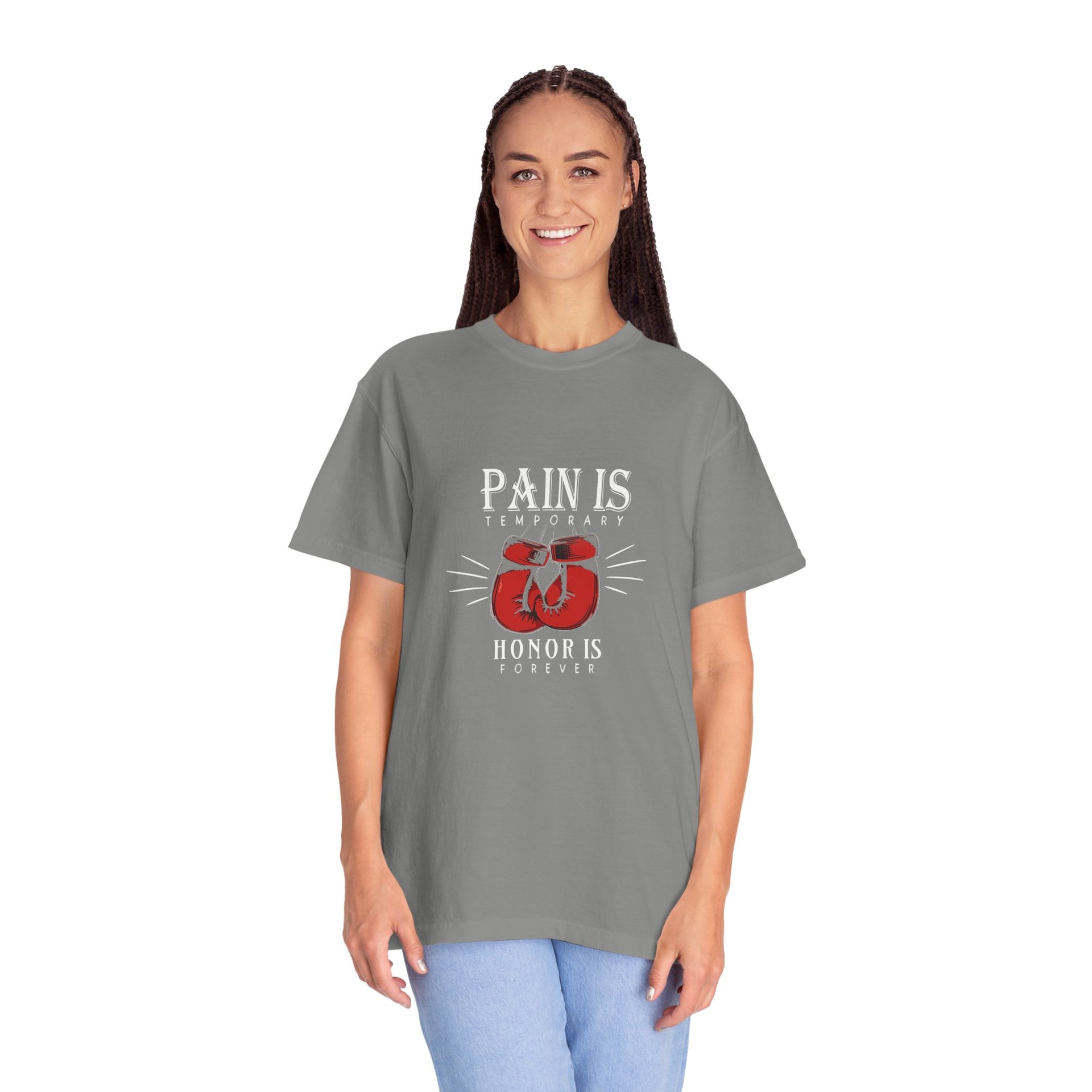Boxing Gloves T-Shirt — "Pain is Temporary, Honor is Forever" Motivational Tee