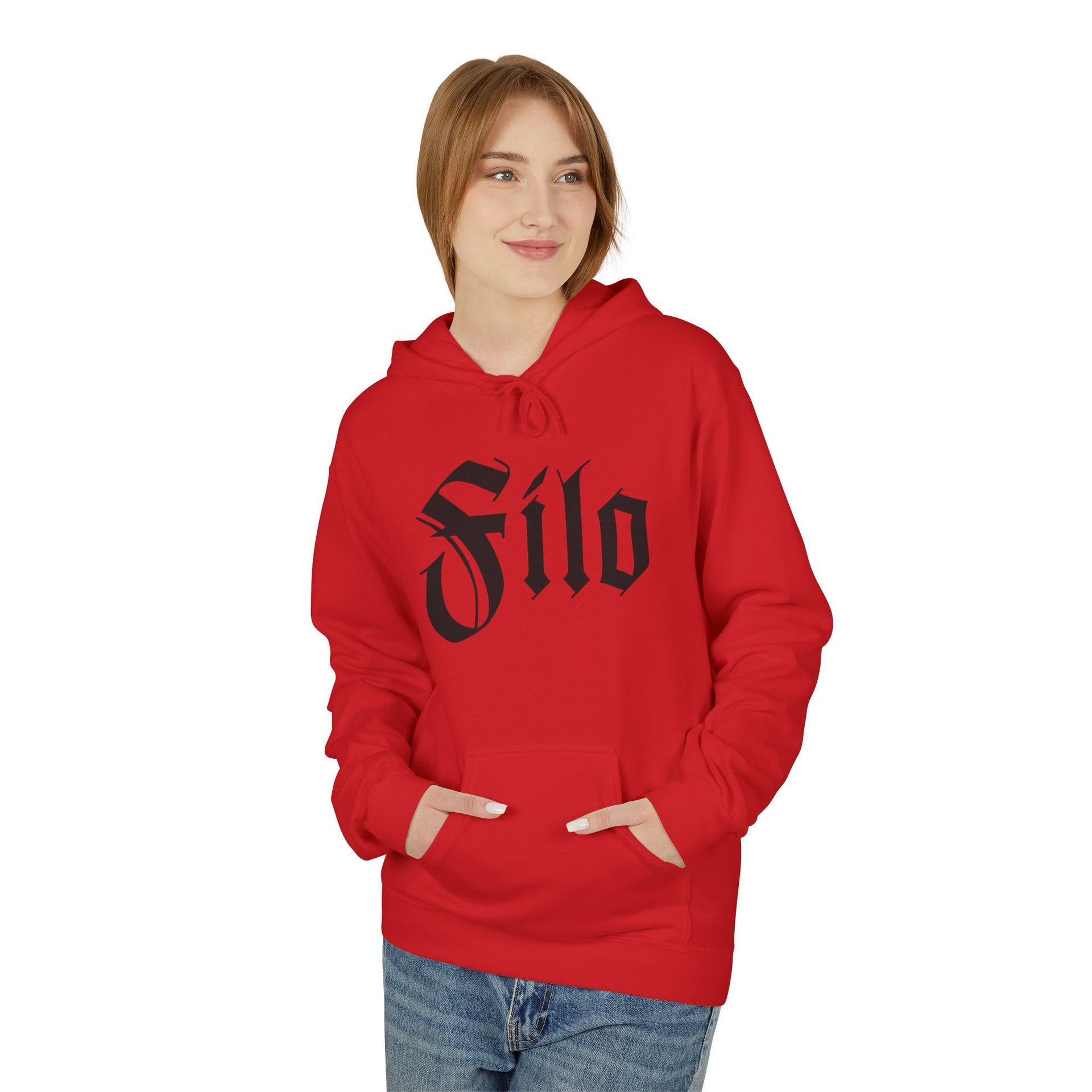 Filo Gothic Script Hoodie – Vintage Blackletter Logo Pullover