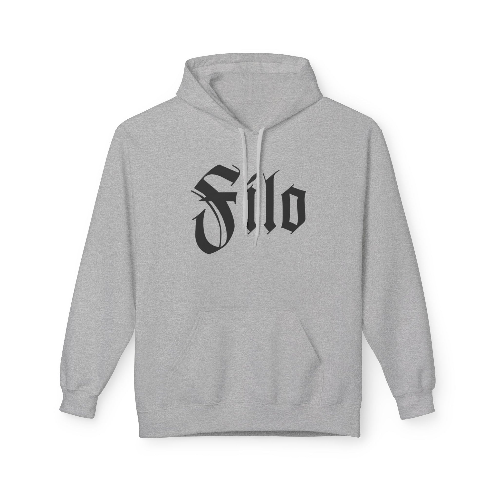 Filo Gothic Script Hoodie – Vintage Blackletter Logo Pullover