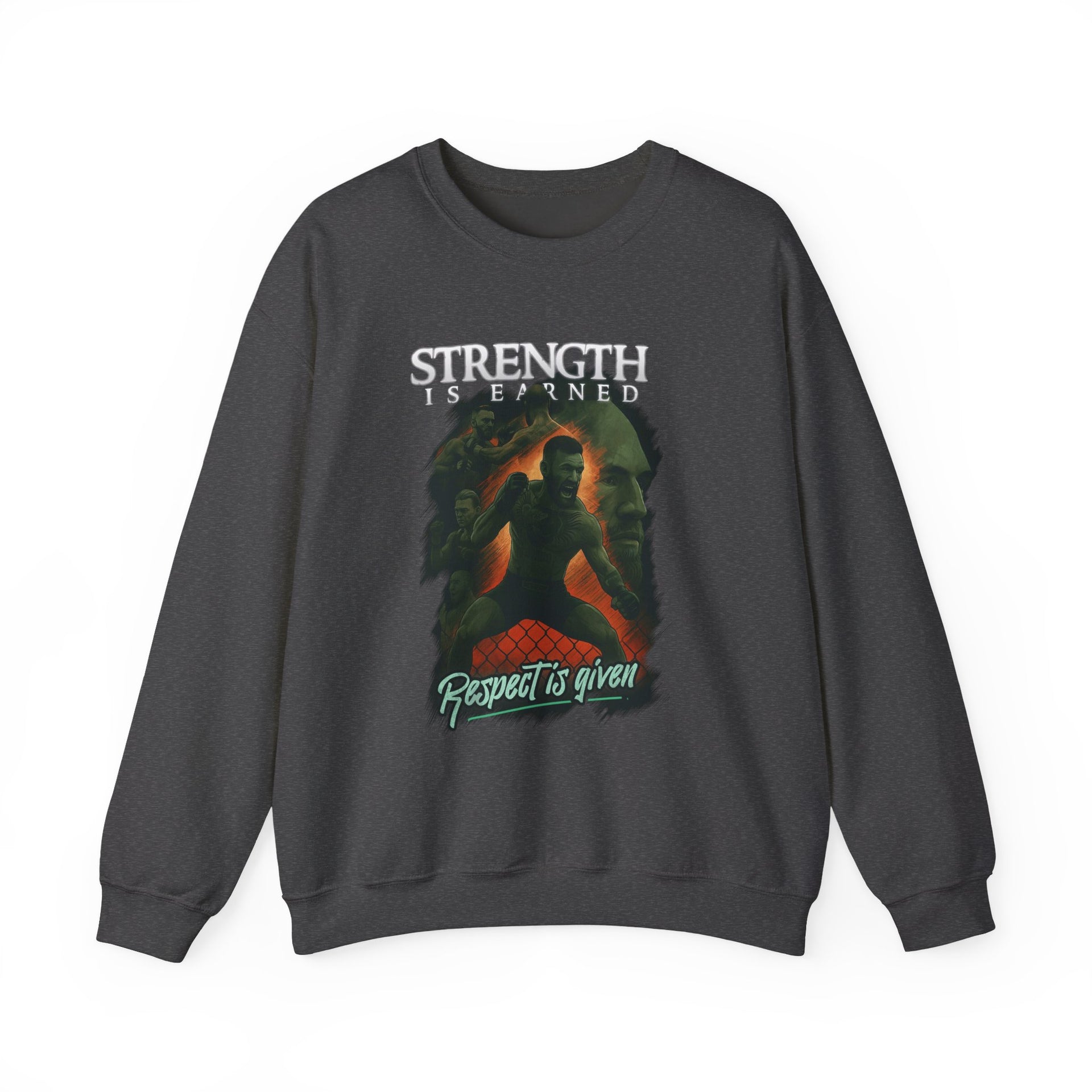 Crewneck Sweatshirt — "Respect Is Given" Dark Fantasy Silhouette Design