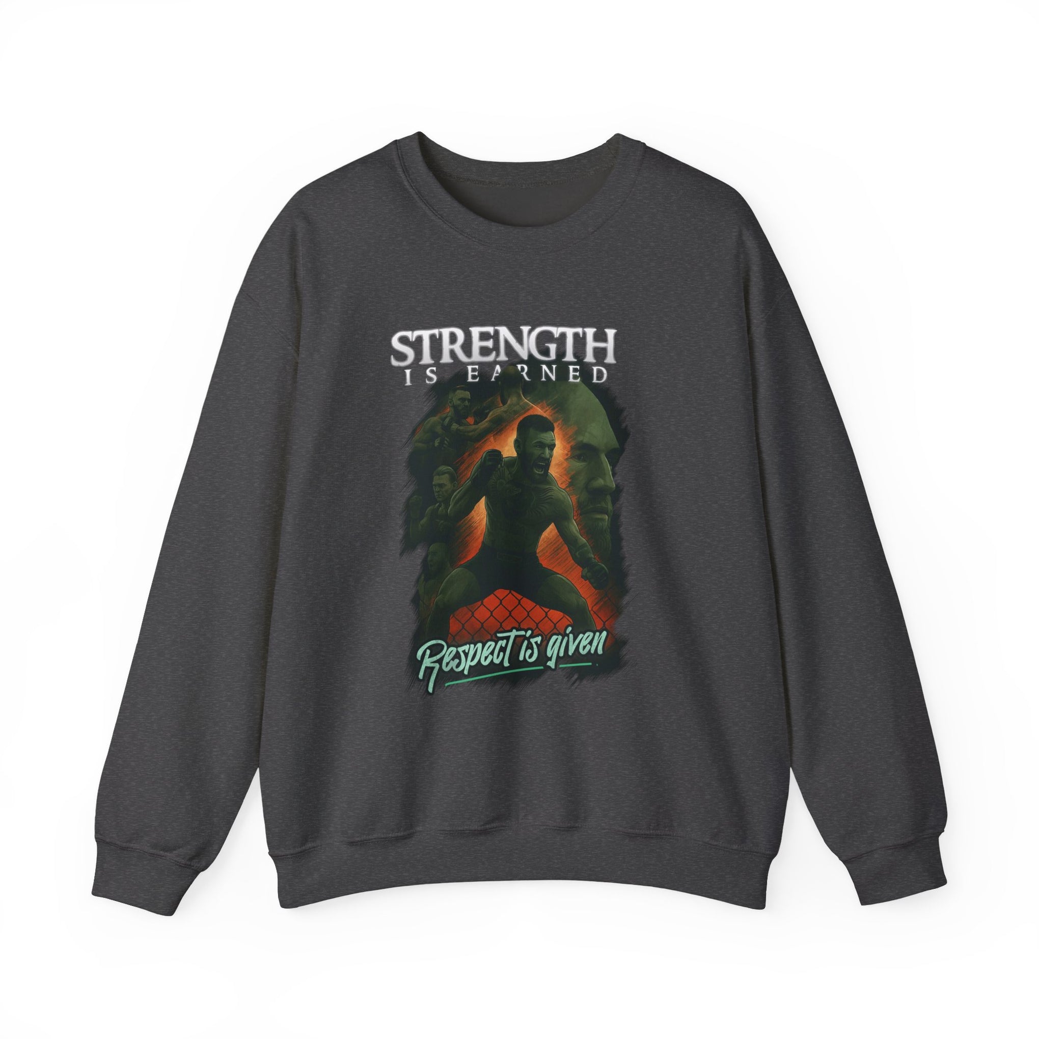 Crewneck Sweatshirt — "Respect Is Given" Dark Fantasy Silhouette Design