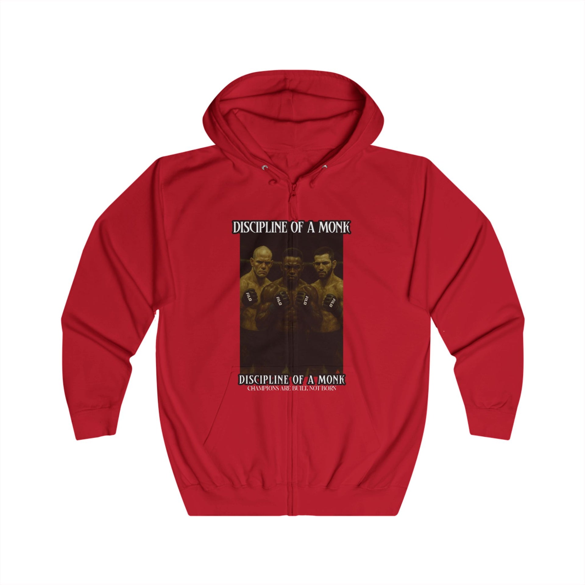Discipline & A Mind Zip Hoodie — Vintage Boxing Motivational Graphic