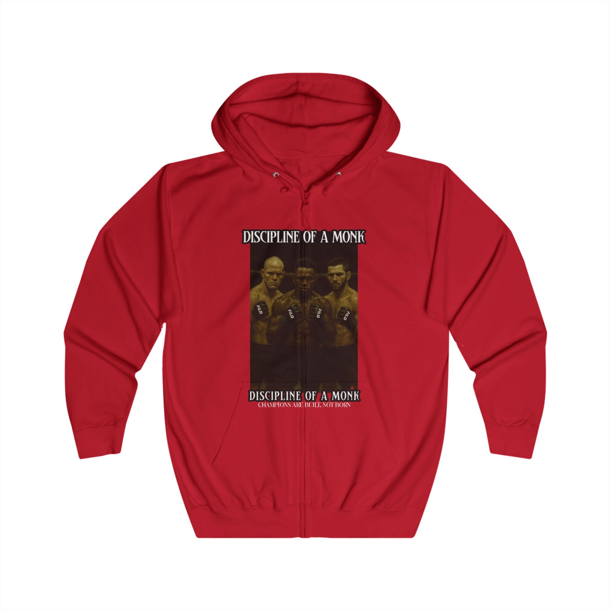 Discipline & A Mind Zip Hoodie — Vintage Boxing Motivational Graphic