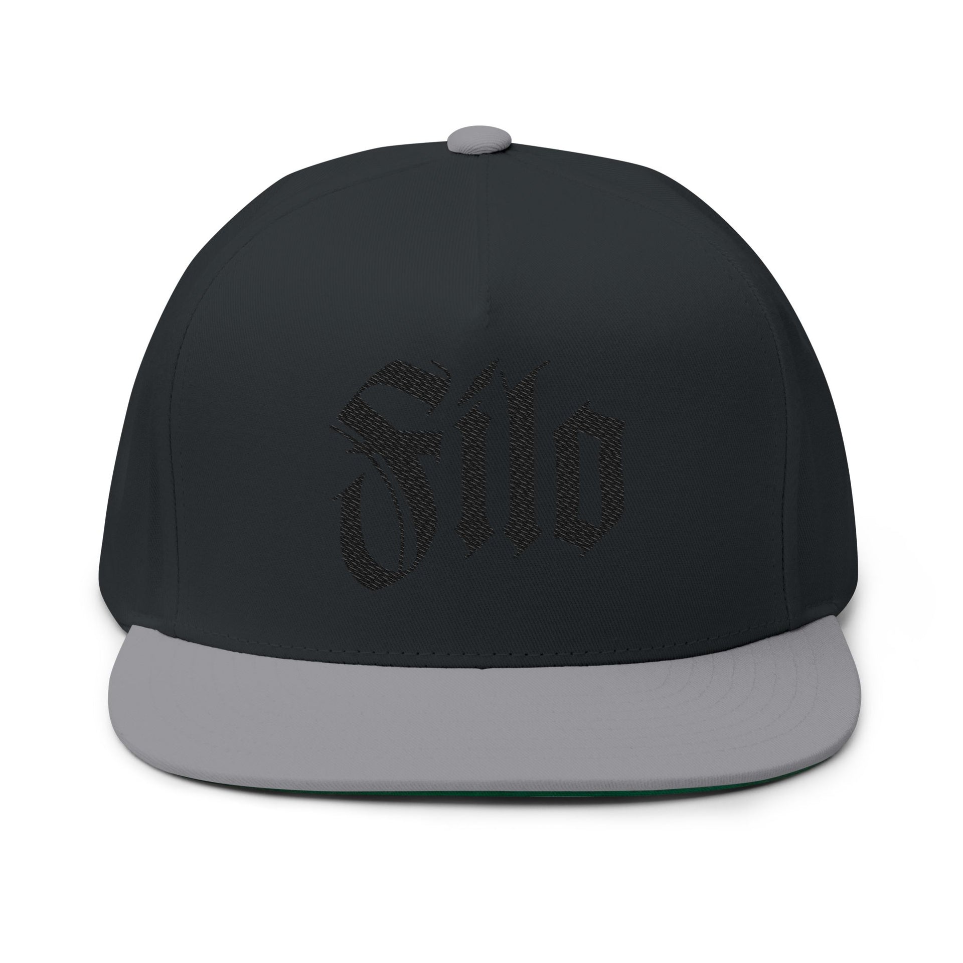 Embroidered Flat Bill Cap — Gothic 'Filo' Logo Snapback