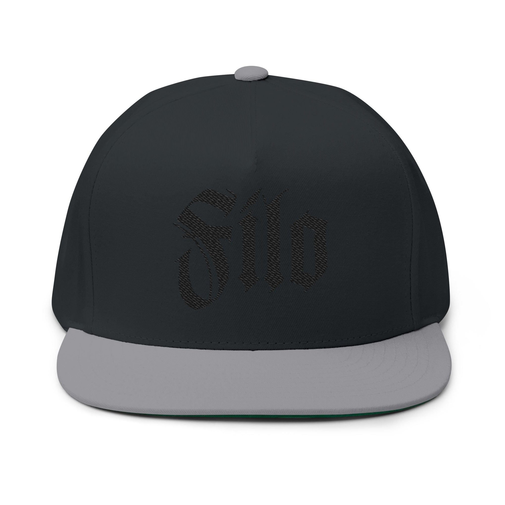 Embroidered Flat Bill Cap — Gothic 'Filo' Logo Snapback