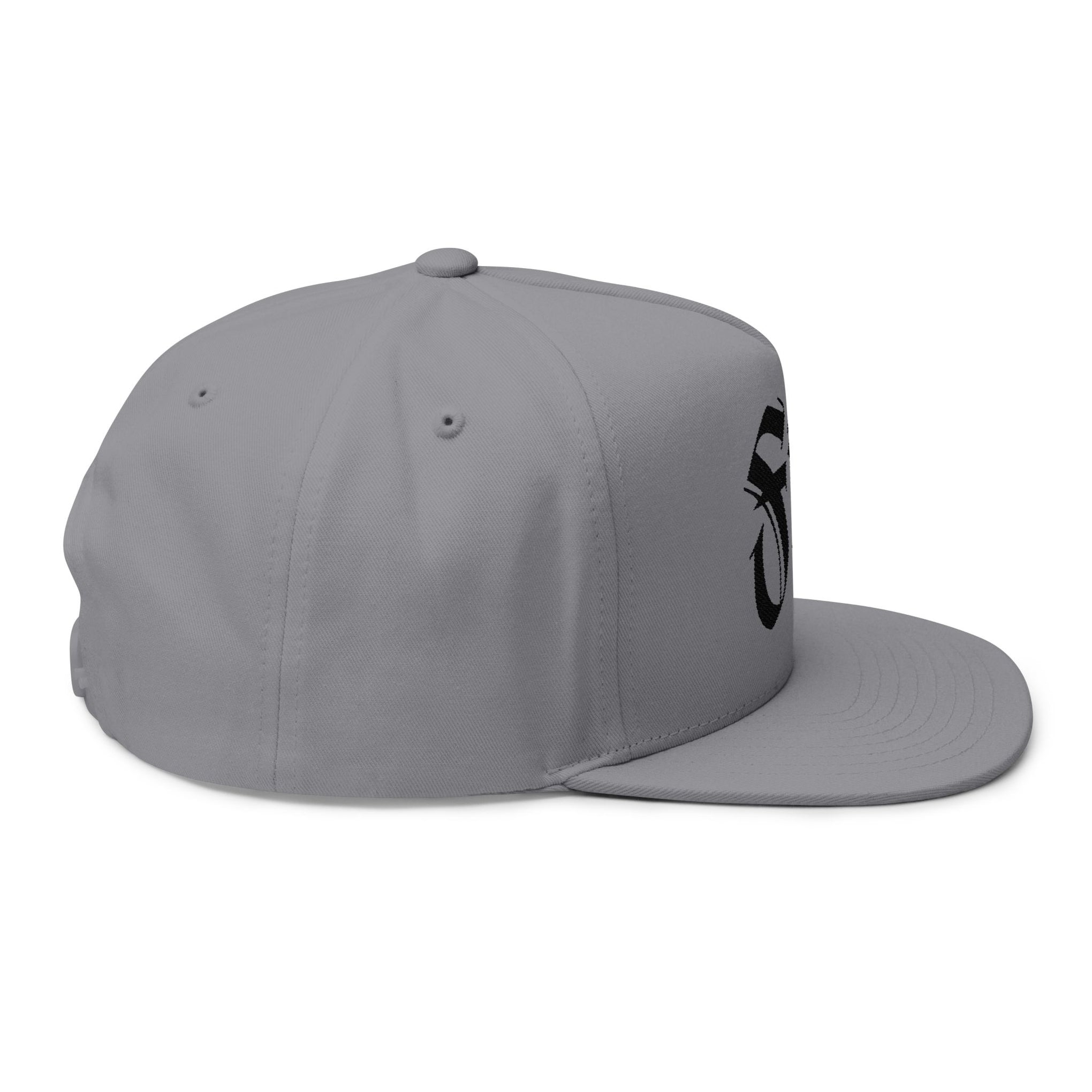 Embroidered Flat Bill Cap — Gothic 'Filo' Logo Snapback