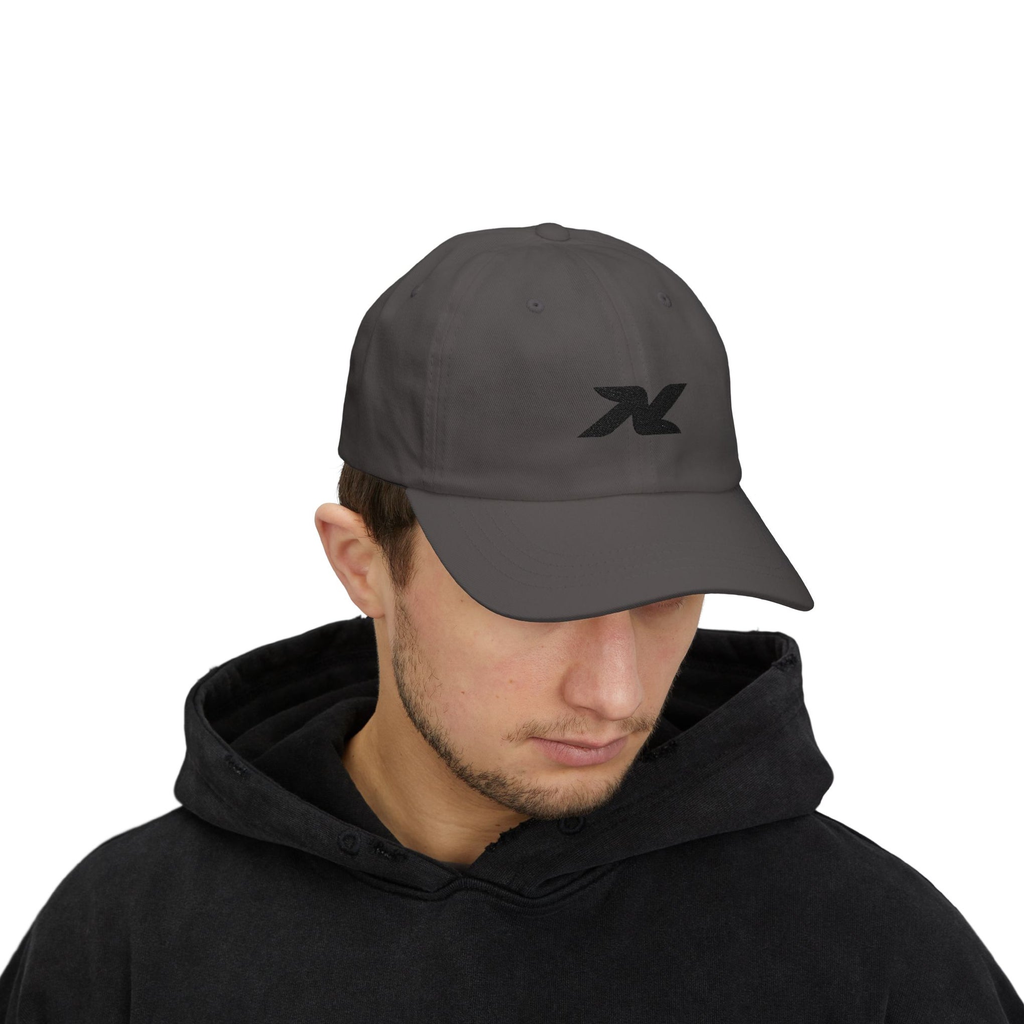 Dad Cap — Minimal Black 'X' Embroidered Logo