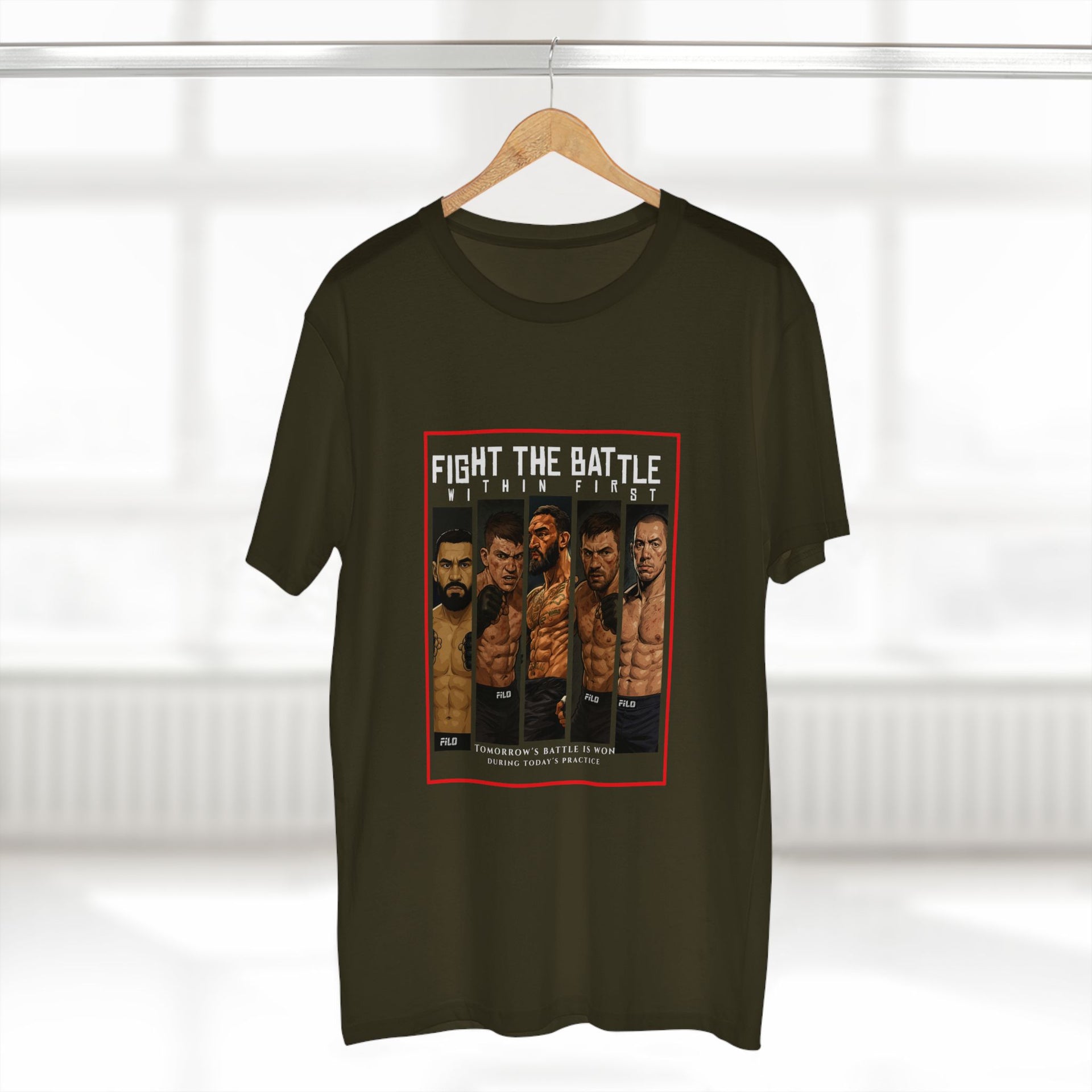 Fight the Battle Men’s Tee — ‘Fight The Battle’ MMA Fighter Poster T‑Shirt