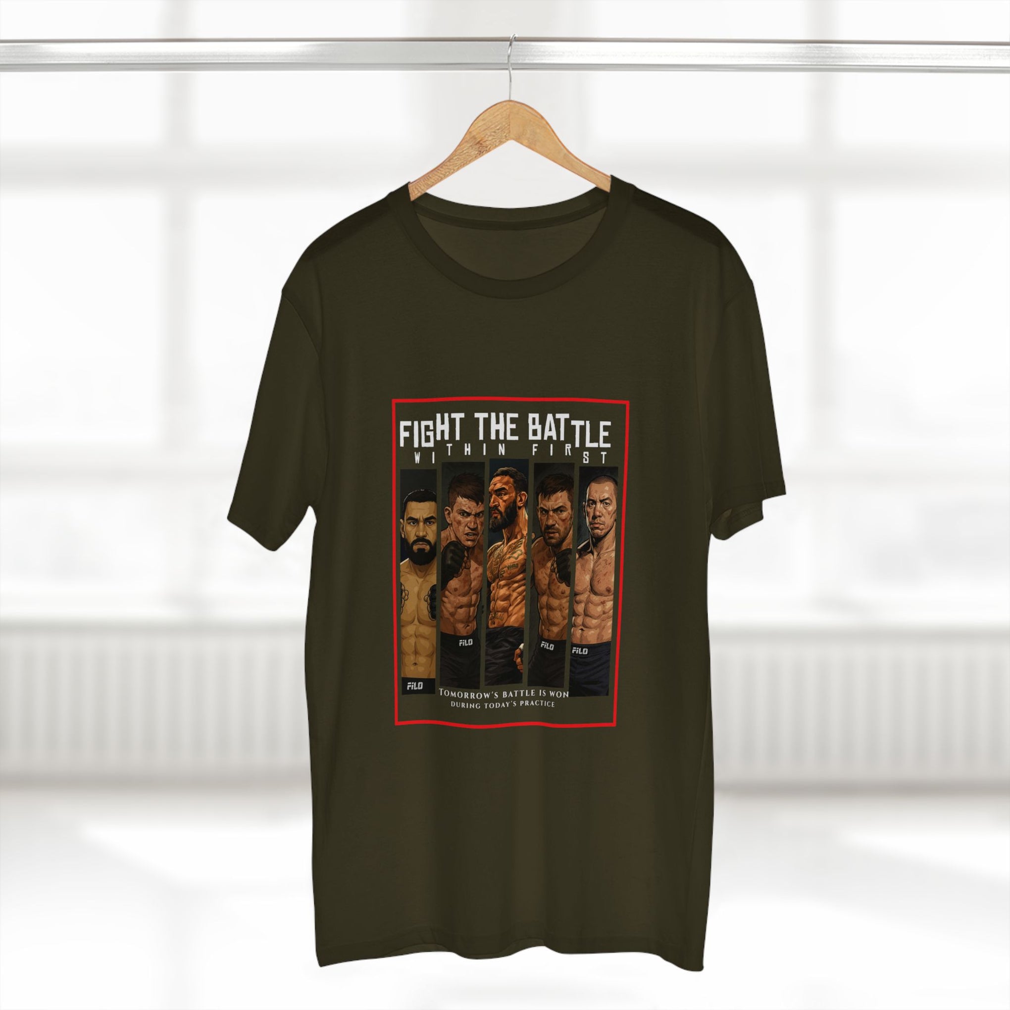 Fight the Battle Men’s Tee — ‘Fight The Battle’ MMA Fighter Poster T‑Shirt