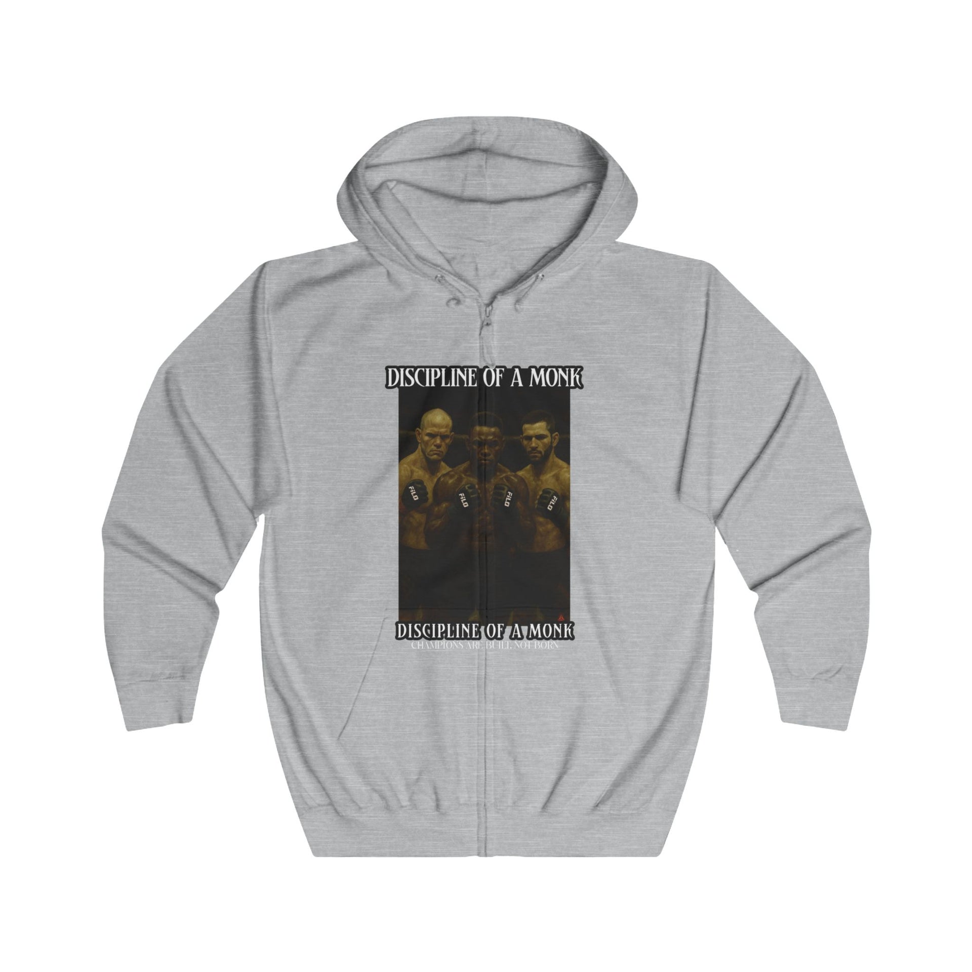 Discipline & A Mind Zip Hoodie — Vintage Boxing Motivational Graphic