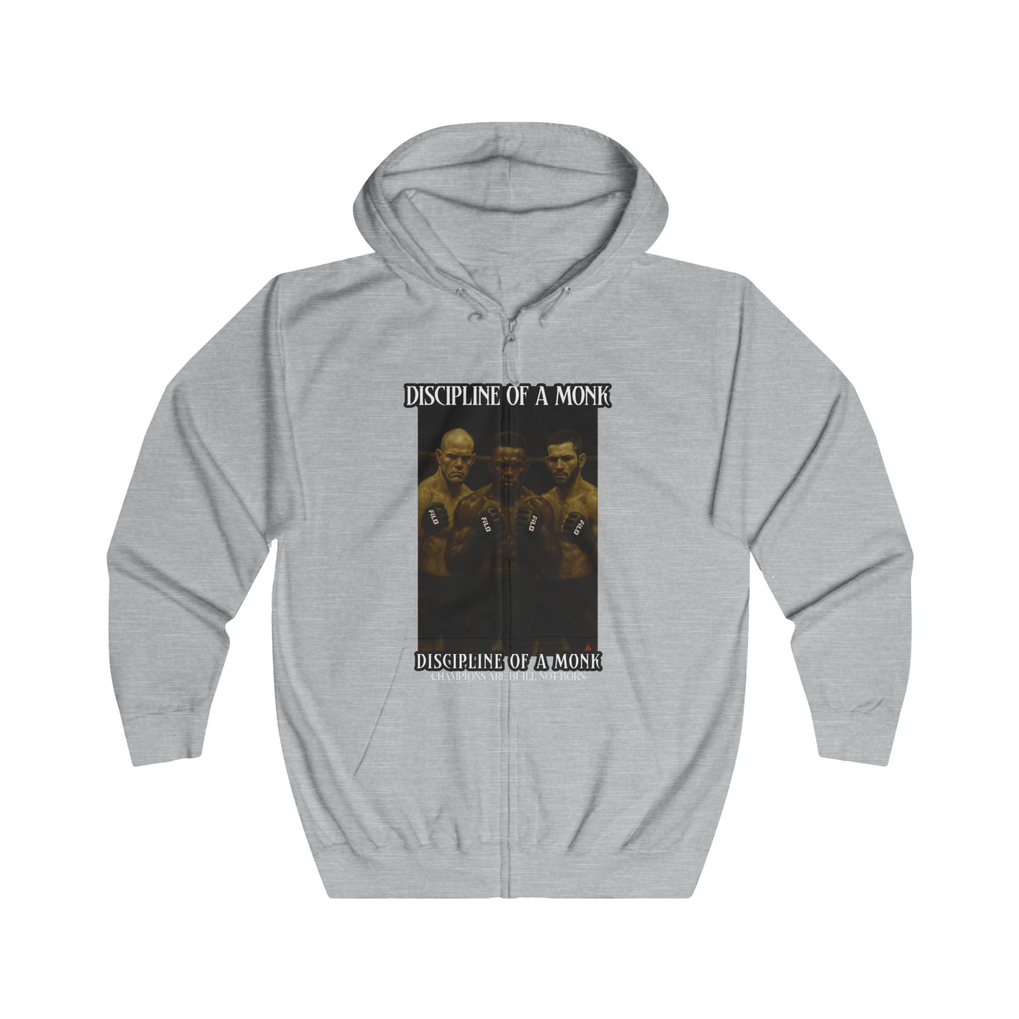 Discipline & A Mind Zip Hoodie — Vintage Boxing Motivational Graphic