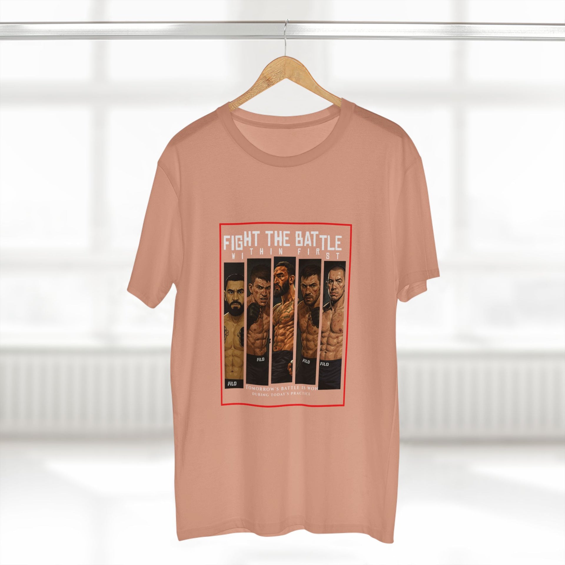 Fight the Battle Men’s Tee — ‘Fight The Battle’ MMA Fighter Poster T‑Shirt