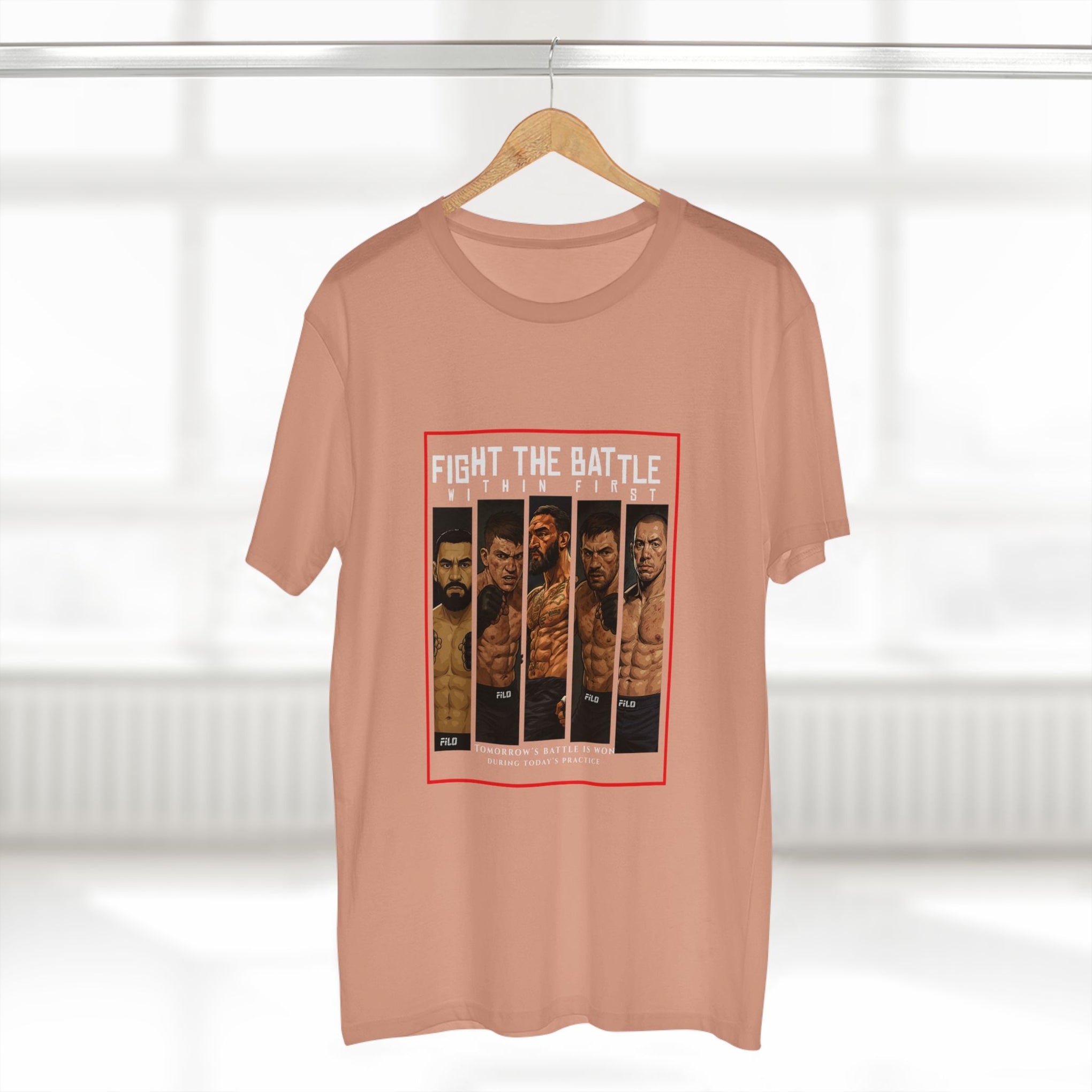 Fight the Battle Men’s Tee — ‘Fight The Battle’ MMA Fighter Poster T‑Shirt