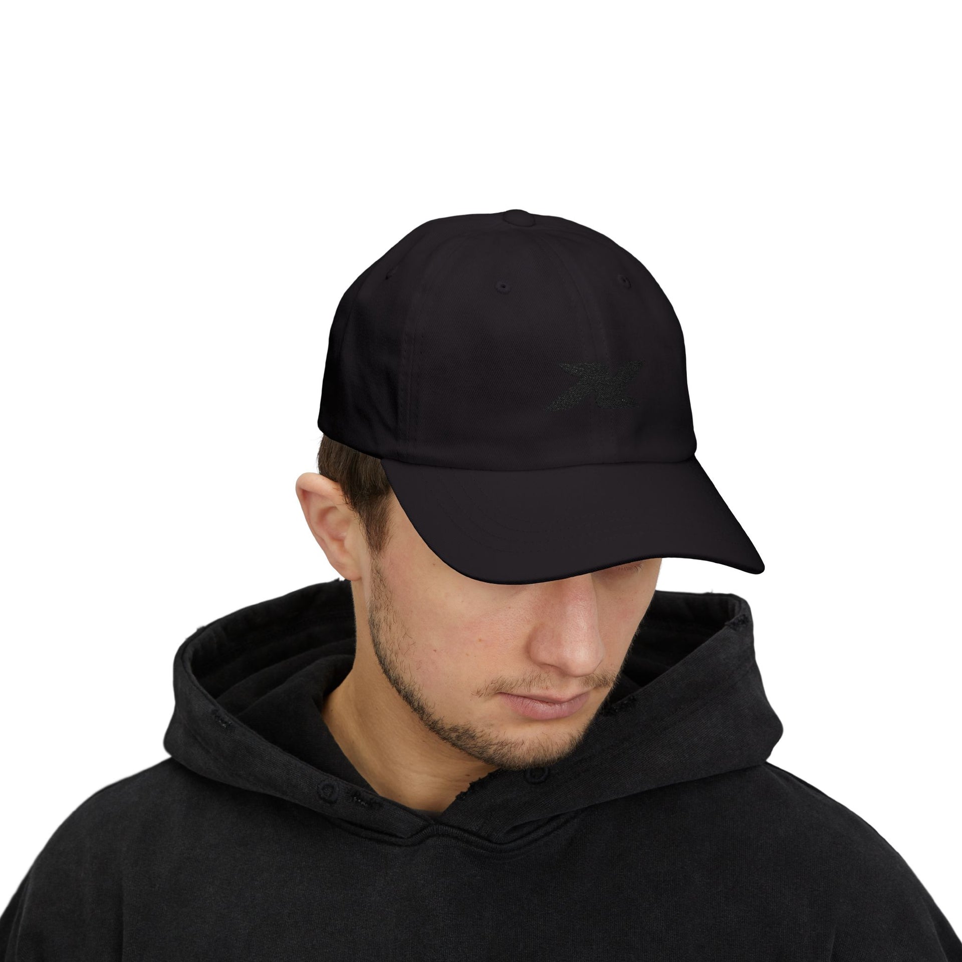Dad Cap — Minimal Black 'X' Embroidered Logo