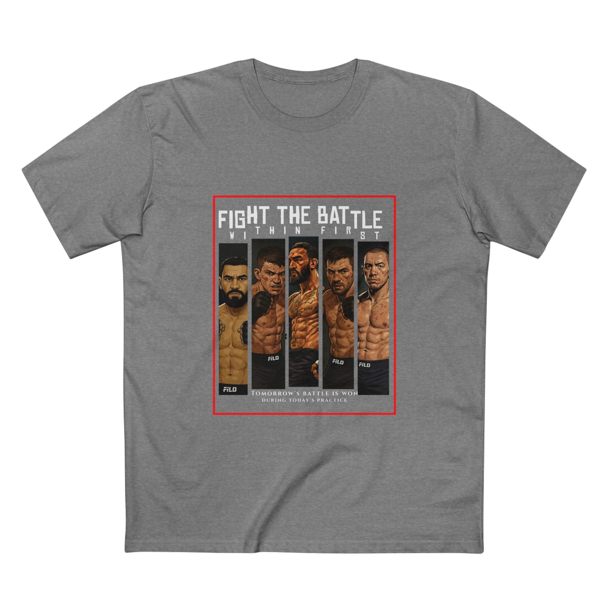Fight the Battle Men’s Tee — ‘Fight The Battle’ MMA Fighter Poster T‑Shirt