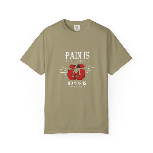 Boxing Gloves T-Shirt — "Pain is Temporary, Honor is Forever" Motivational Tee