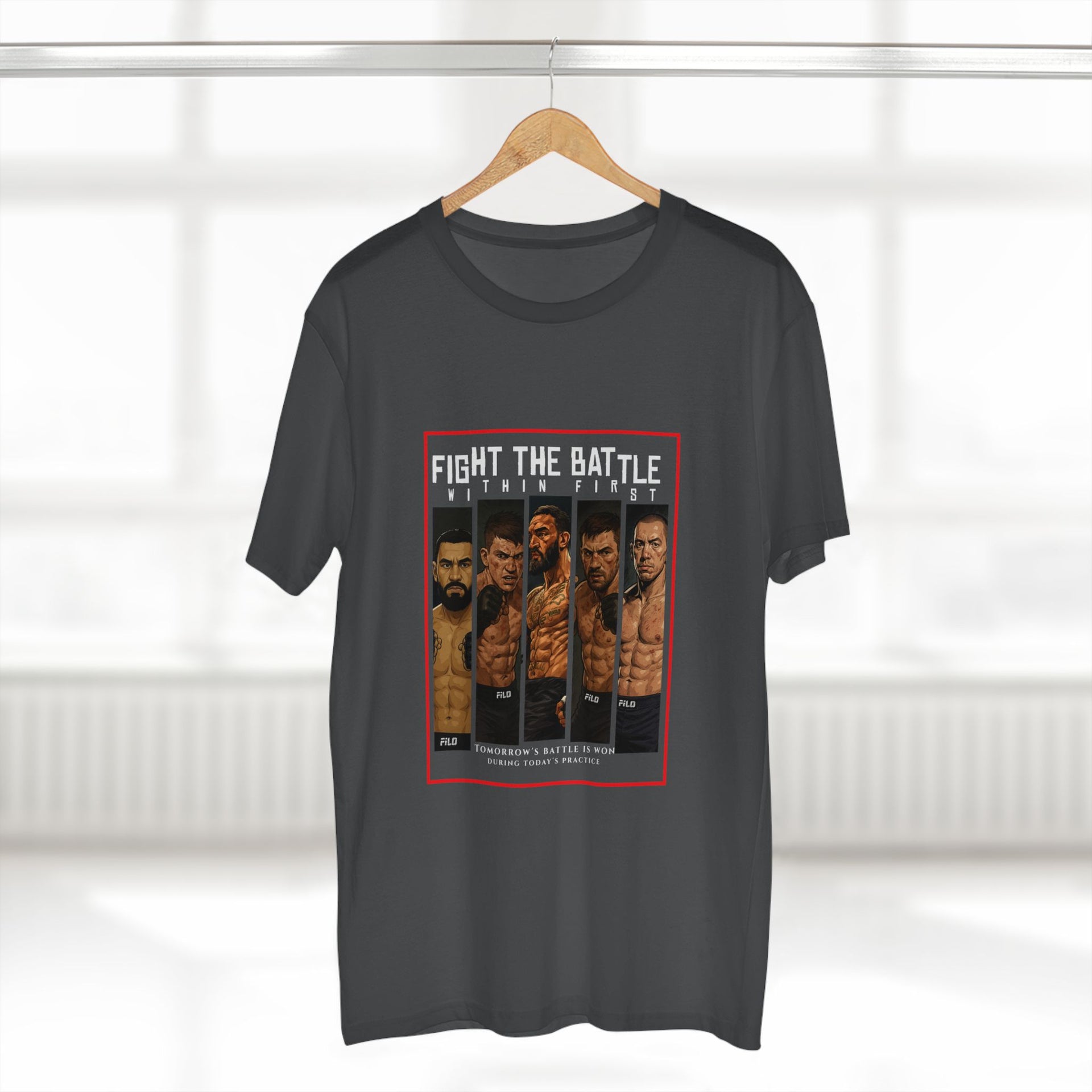 Fight the Battle Men’s Tee — ‘Fight The Battle’ MMA Fighter Poster T‑Shirt