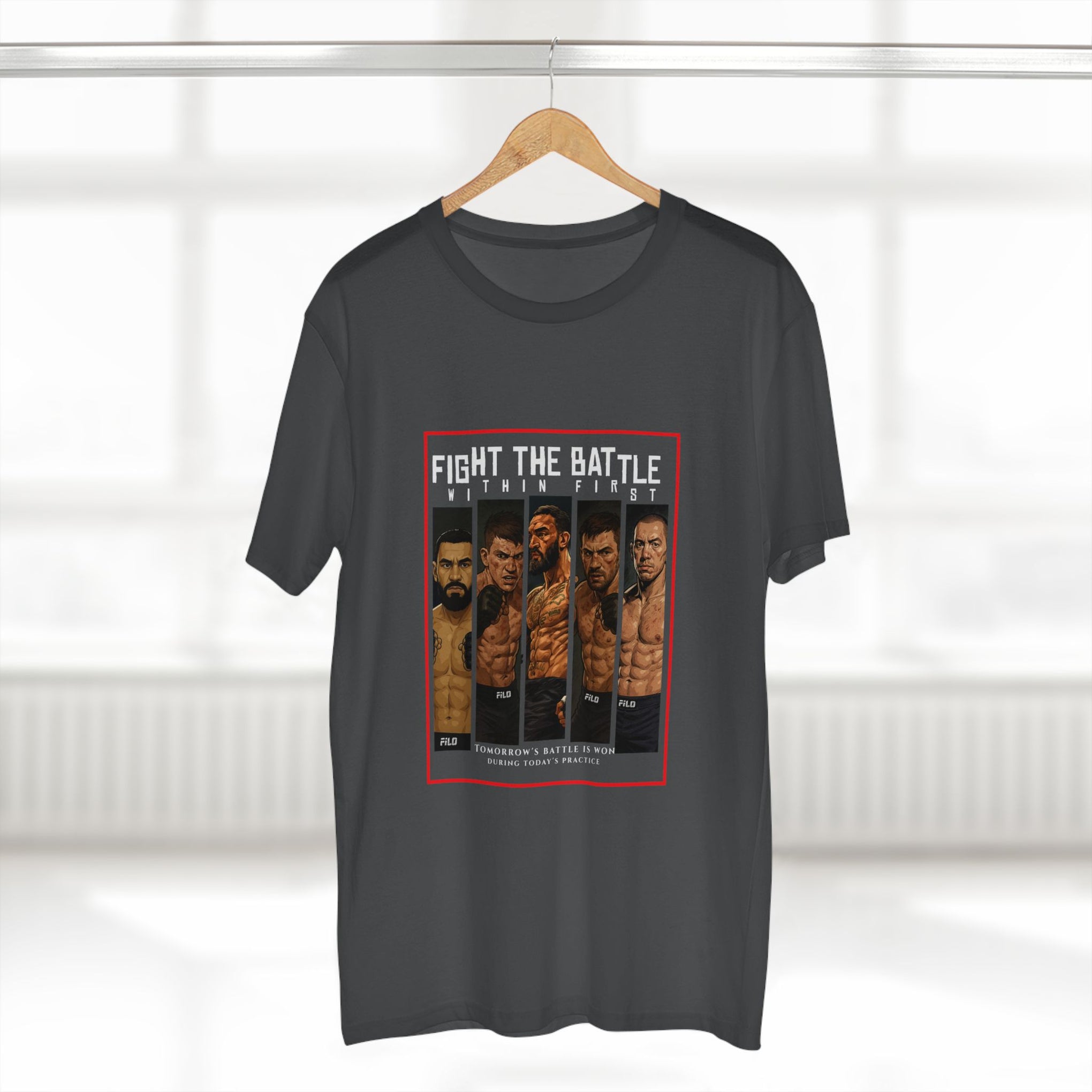 Fight the Battle Men’s Tee — ‘Fight The Battle’ MMA Fighter Poster T‑Shirt