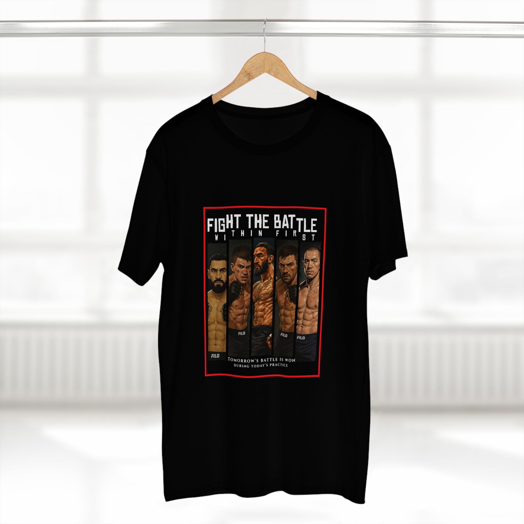 Fight the Battle Men’s Tee — ‘Fight The Battle’ MMA Fighter Poster T‑Shirt