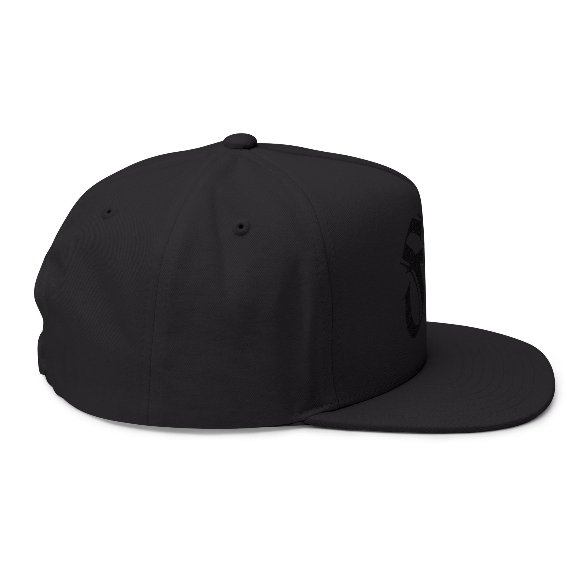 Embroidered Flat Bill Cap — Gothic 'Filo' Logo Snapback