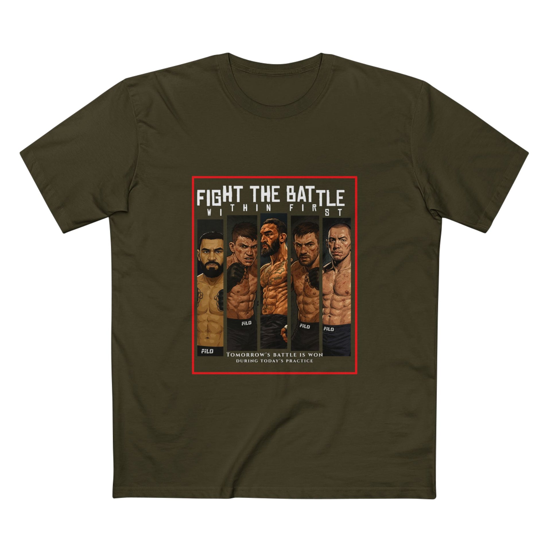 Fight the Battle Men’s Tee — ‘Fight The Battle’ MMA Fighter Poster T‑Shirt