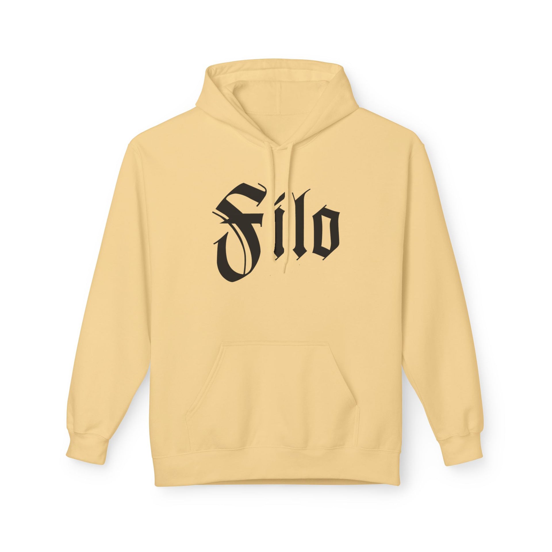 Filo Gothic Script Hoodie – Vintage Blackletter Logo Pullover