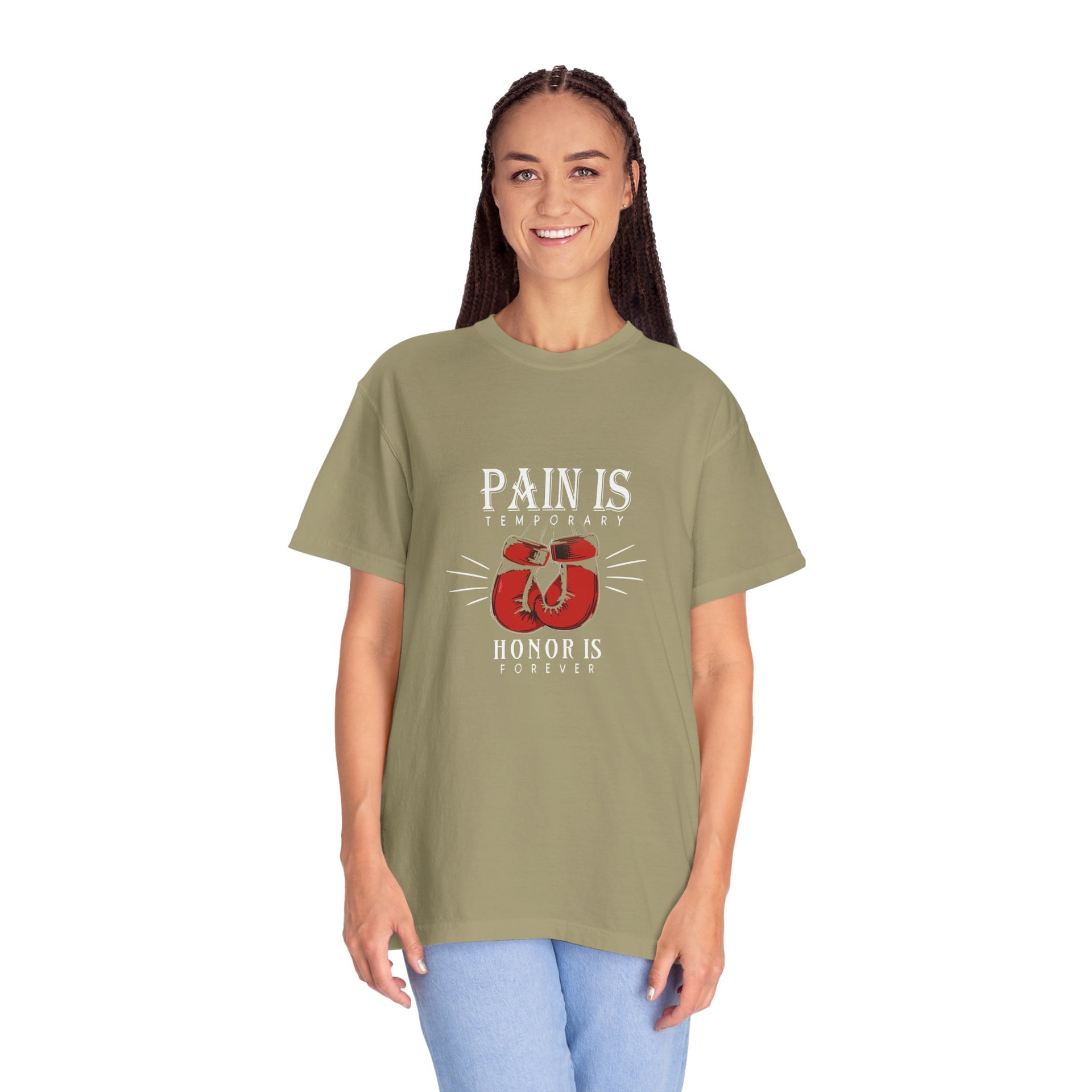 Boxing Gloves T-Shirt — "Pain is Temporary, Honor is Forever" Motivational Tee
