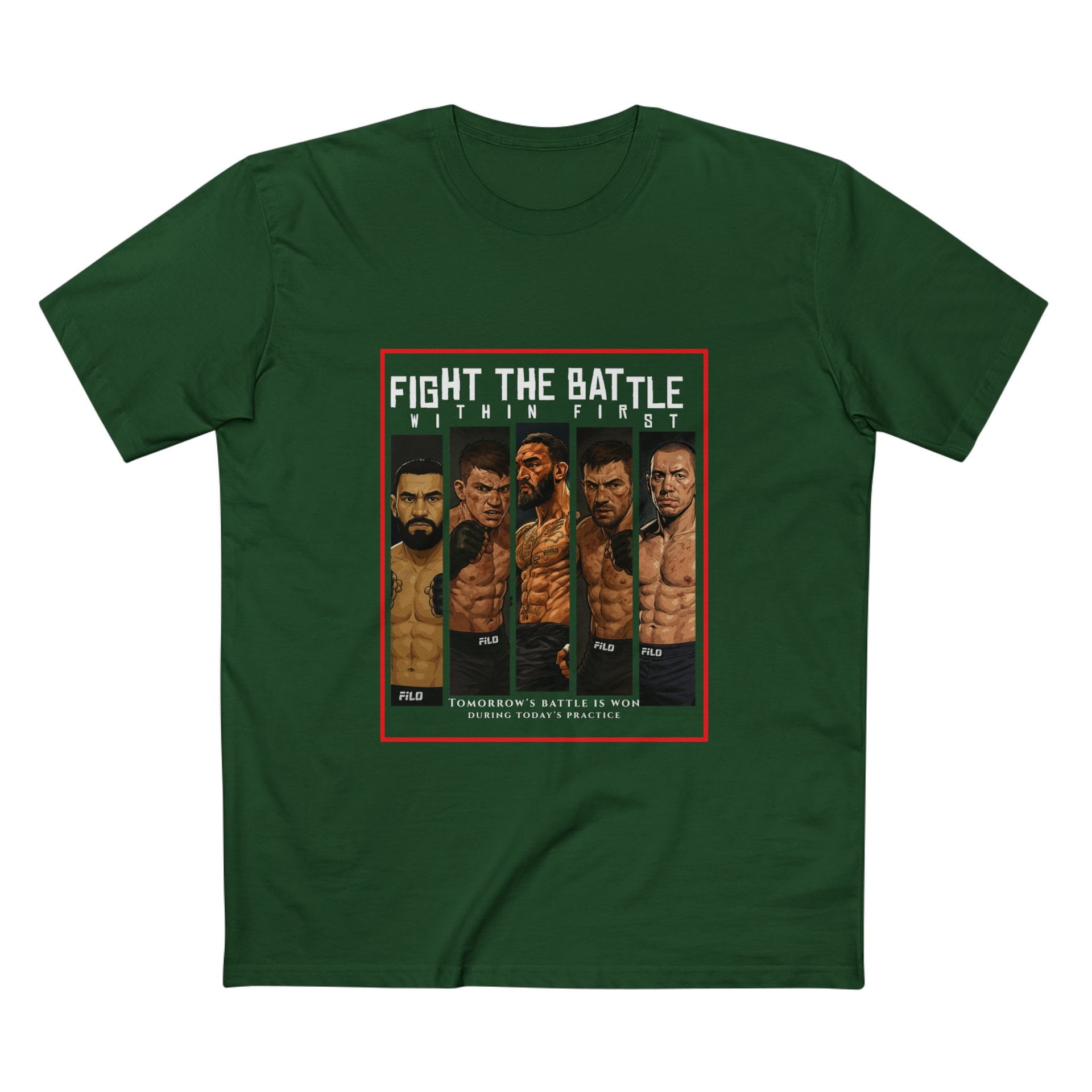 Fight the Battle Men’s Tee — ‘Fight The Battle’ MMA Fighter Poster T‑Shirt