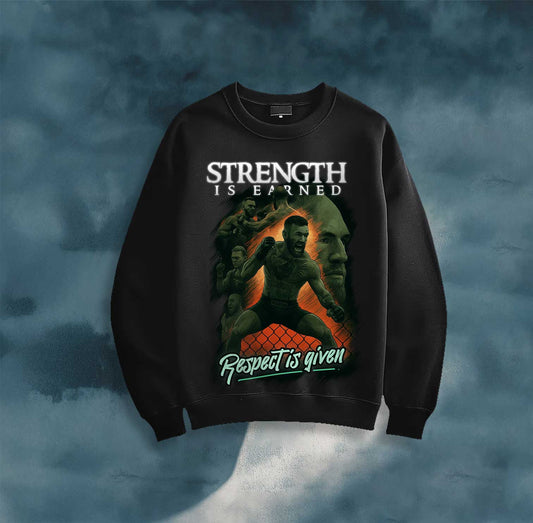 Crewneck Sweatshirt — "Respect Is Given" Dark Fantasy Silhouette Design