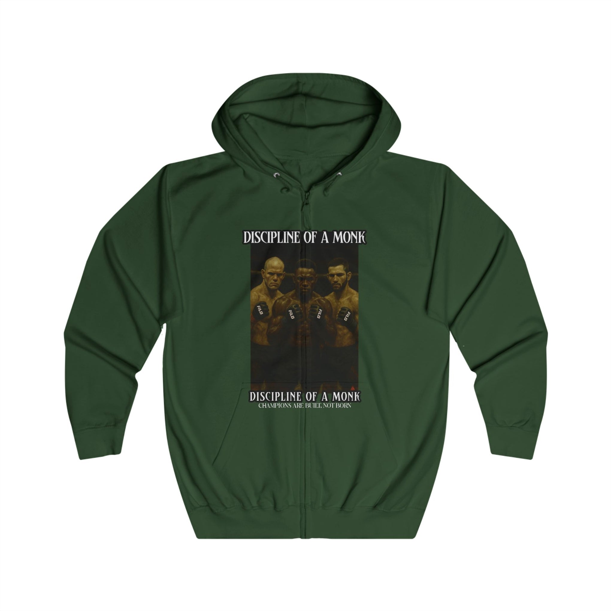 Discipline & A Mind Zip Hoodie — Vintage Boxing Motivational Graphic