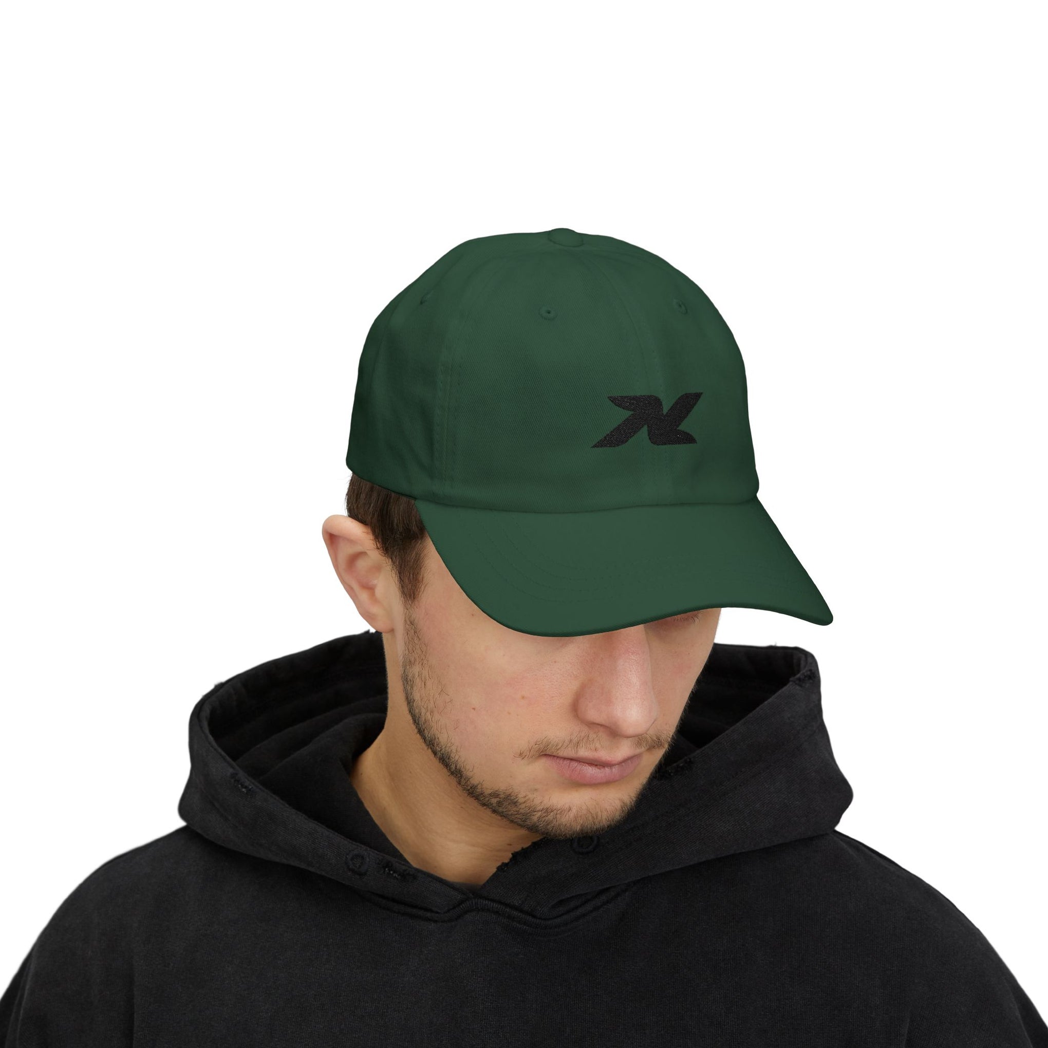 Dad Cap — Minimal Black 'X' Embroidered Logo