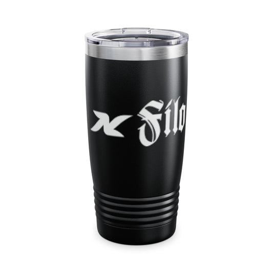 20oz Ringneck Tumbler – Black Gothic Script Travel Mug
