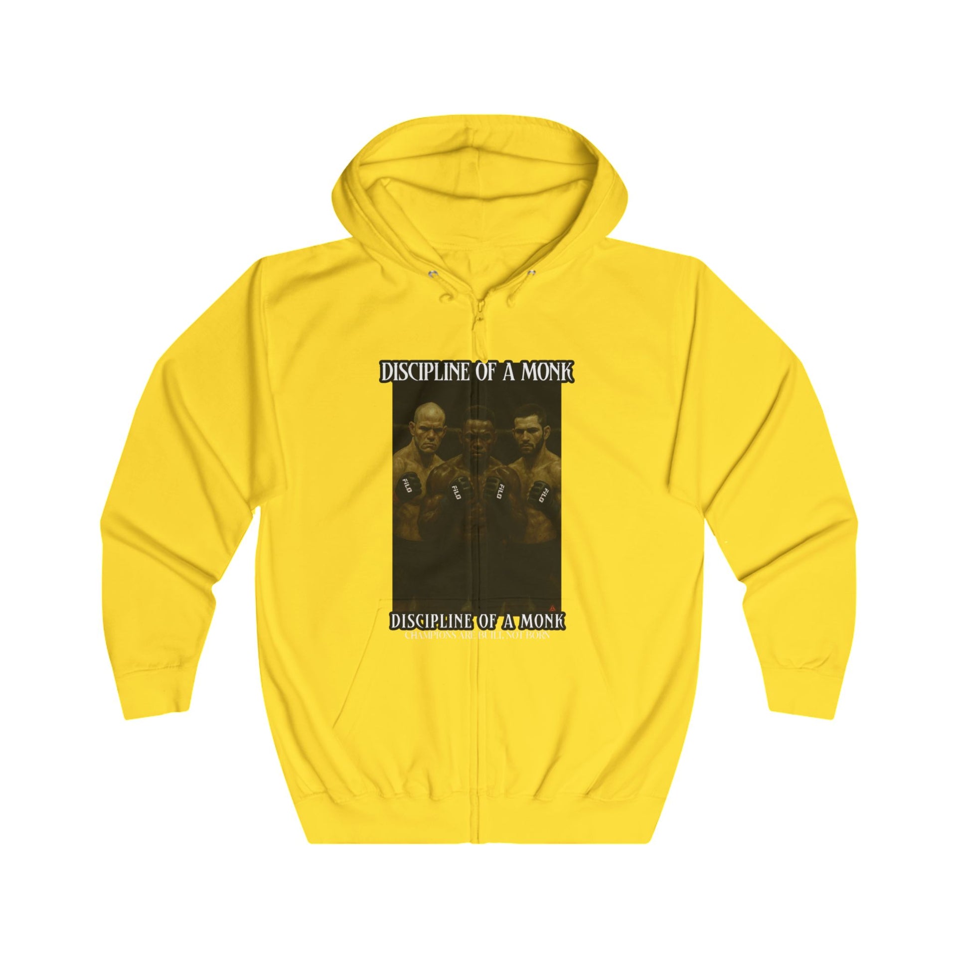 Discipline & A Mind Zip Hoodie — Vintage Boxing Motivational Graphic