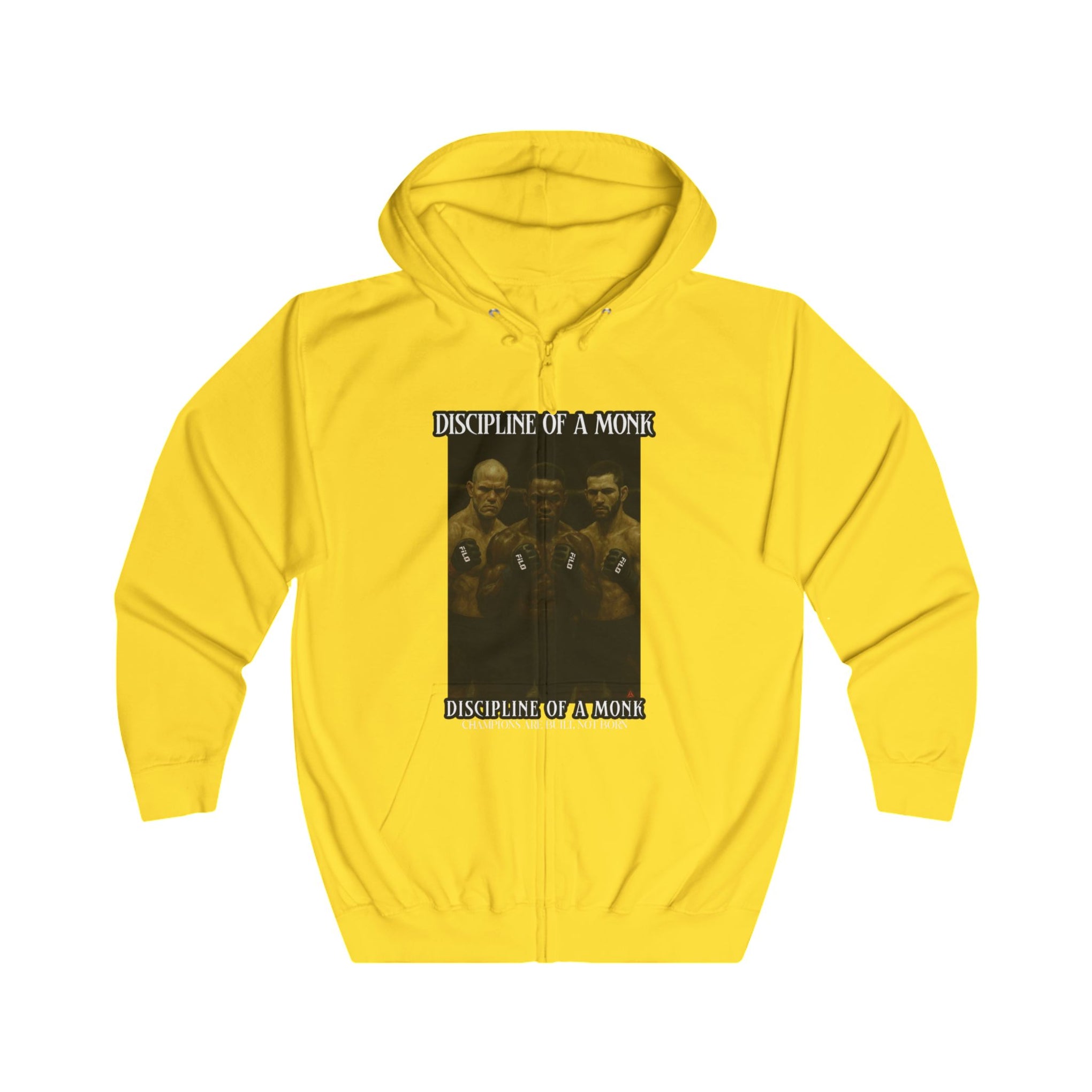 Discipline & A Mind Zip Hoodie — Vintage Boxing Motivational Graphic