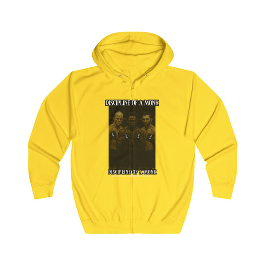 Discipline & A Mind Zip Hoodie — Vintage Boxing Motivational Graphic